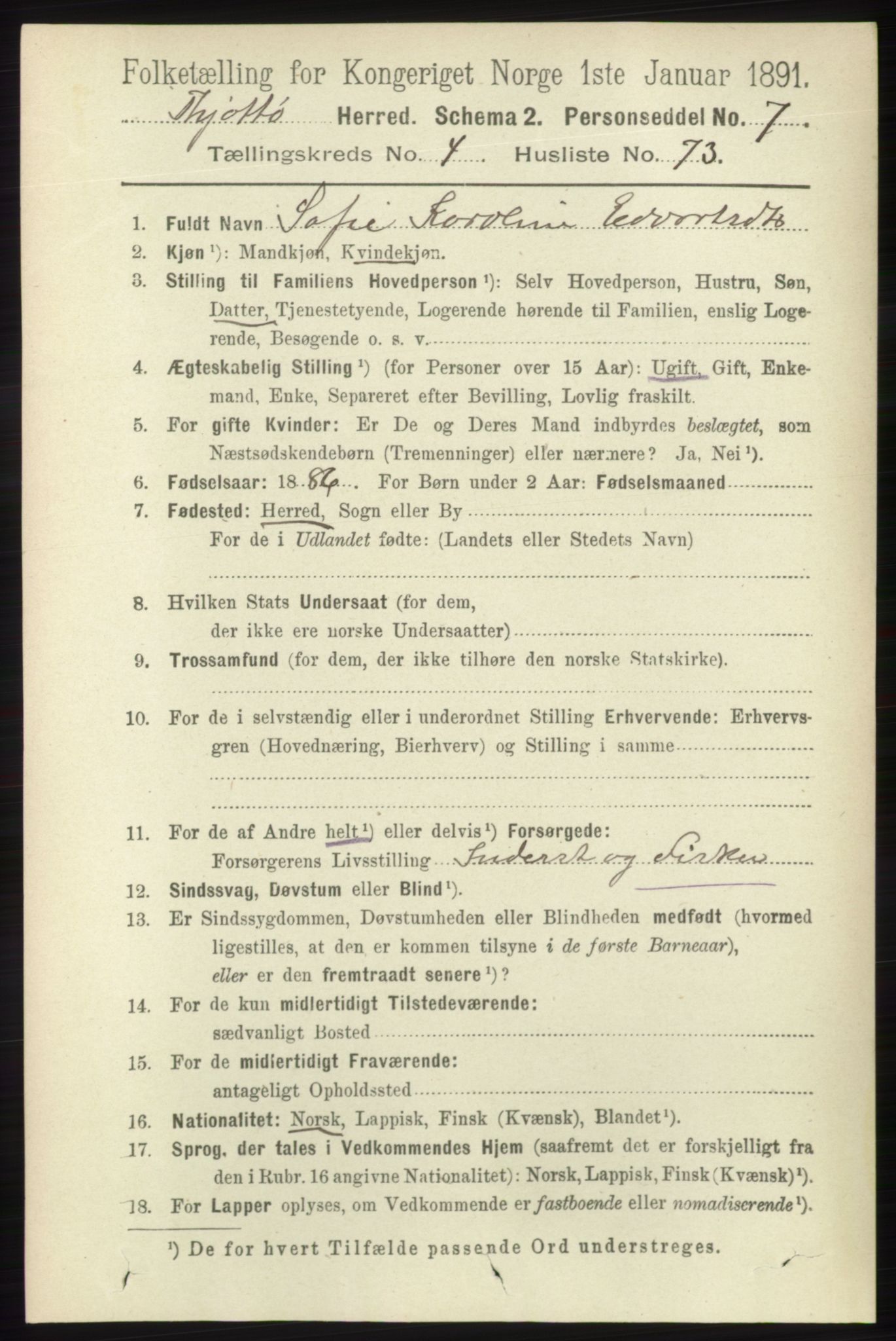 RA, 1891 census for 1817 Tjøtta, 1891, p. 2313