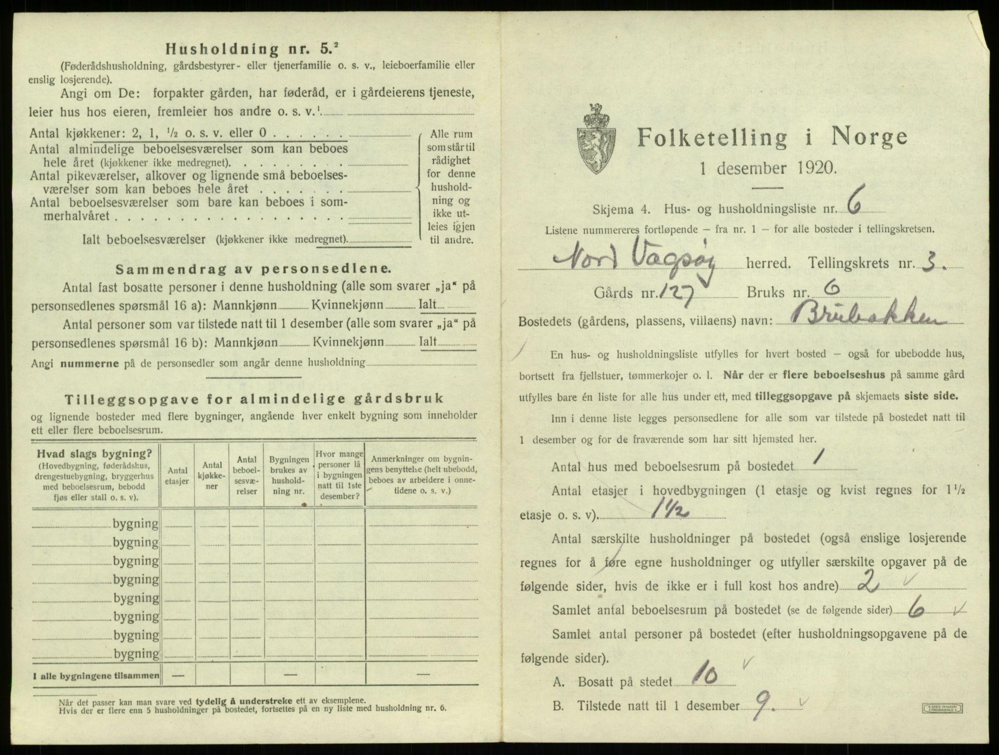 SAB, 1920 census for Nord-Vågsøy, 1920, p. 128