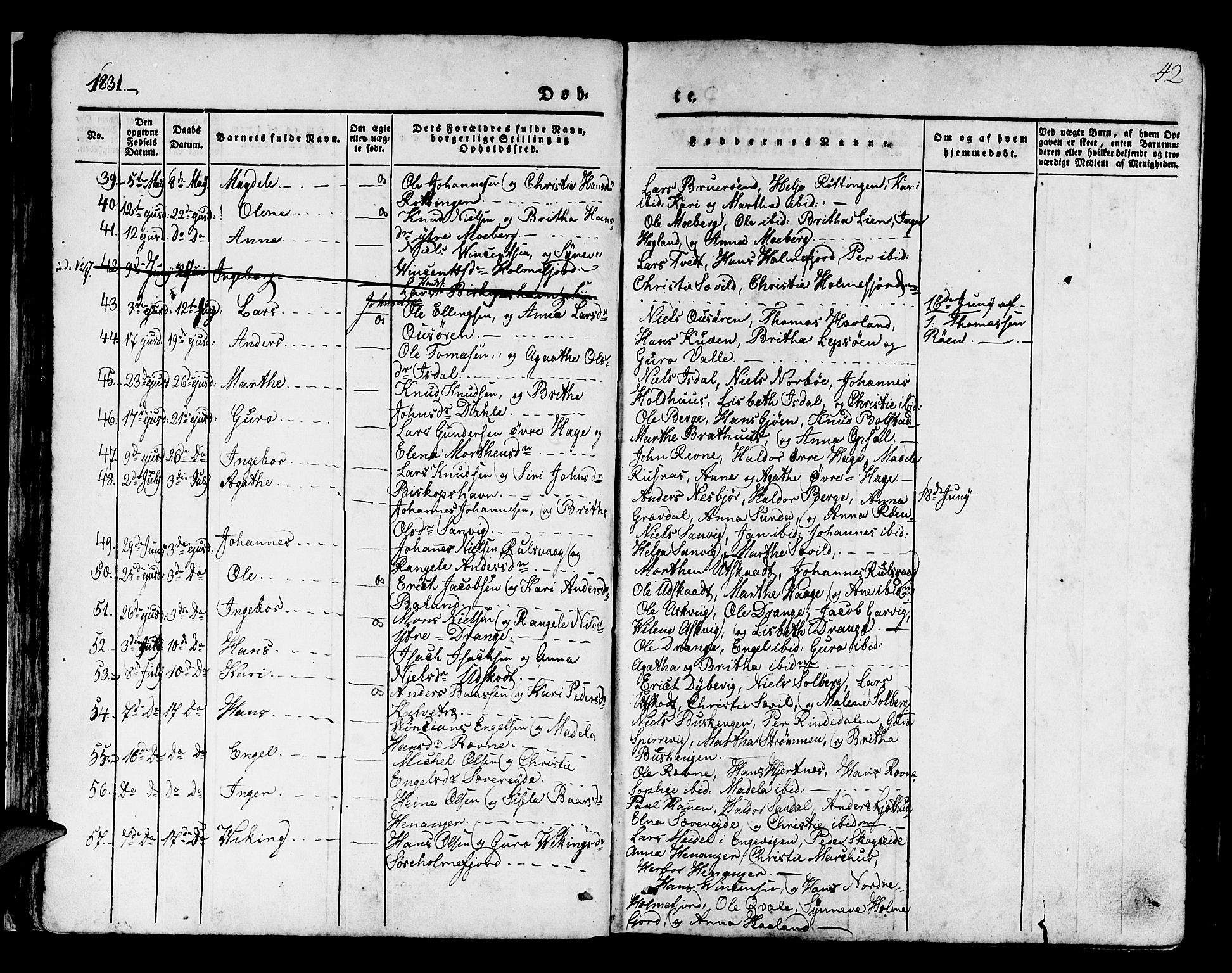 Os sokneprestembete, AV/SAB-A-99929: Parish register (official) no. A 14, 1826-1839, p. 42