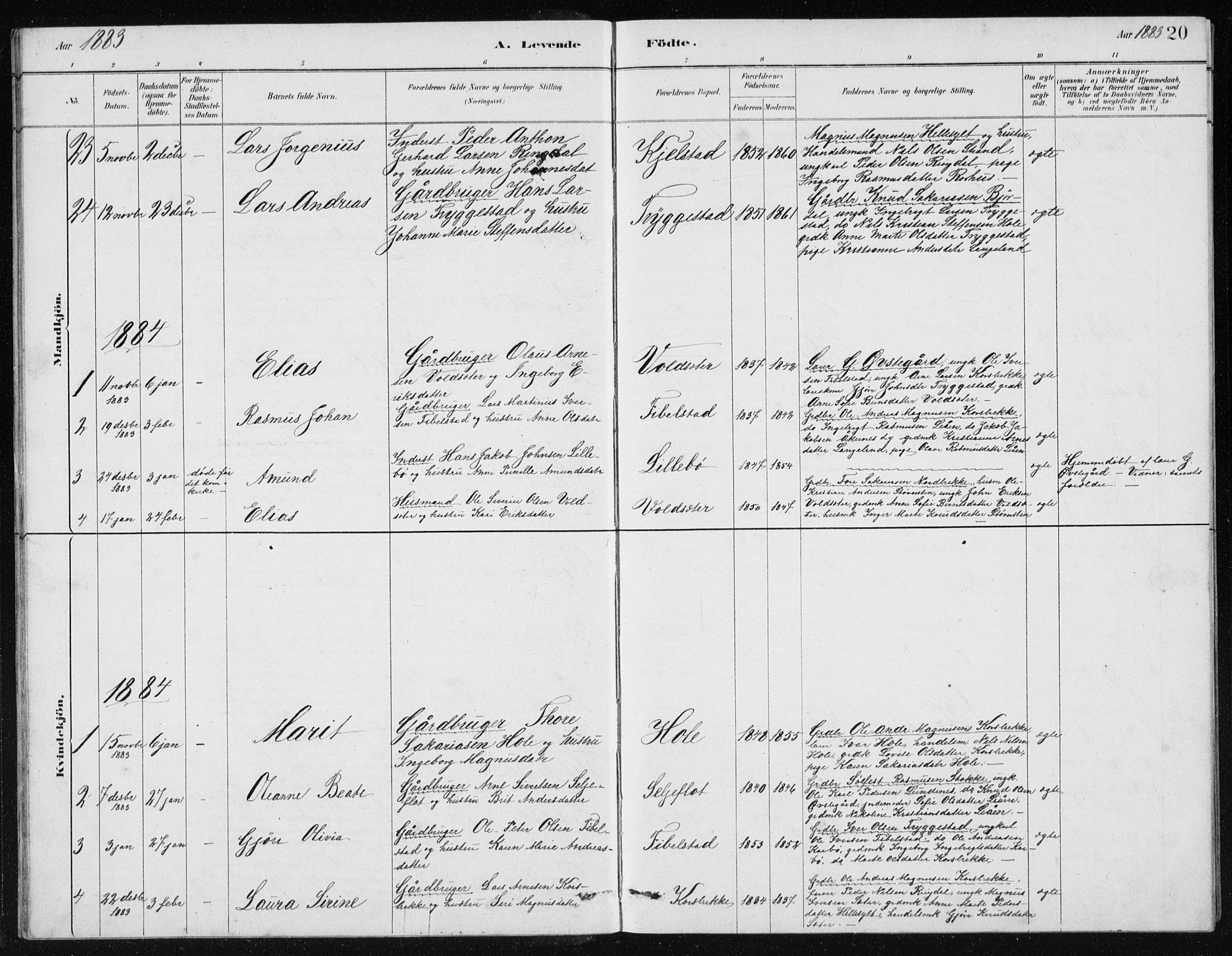 Ministerialprotokoller, klokkerbøker og fødselsregistre - Møre og Romsdal, AV/SAT-A-1454/517/L0230: Parish register (copy) no. 517C03, 1879-1912, p. 20