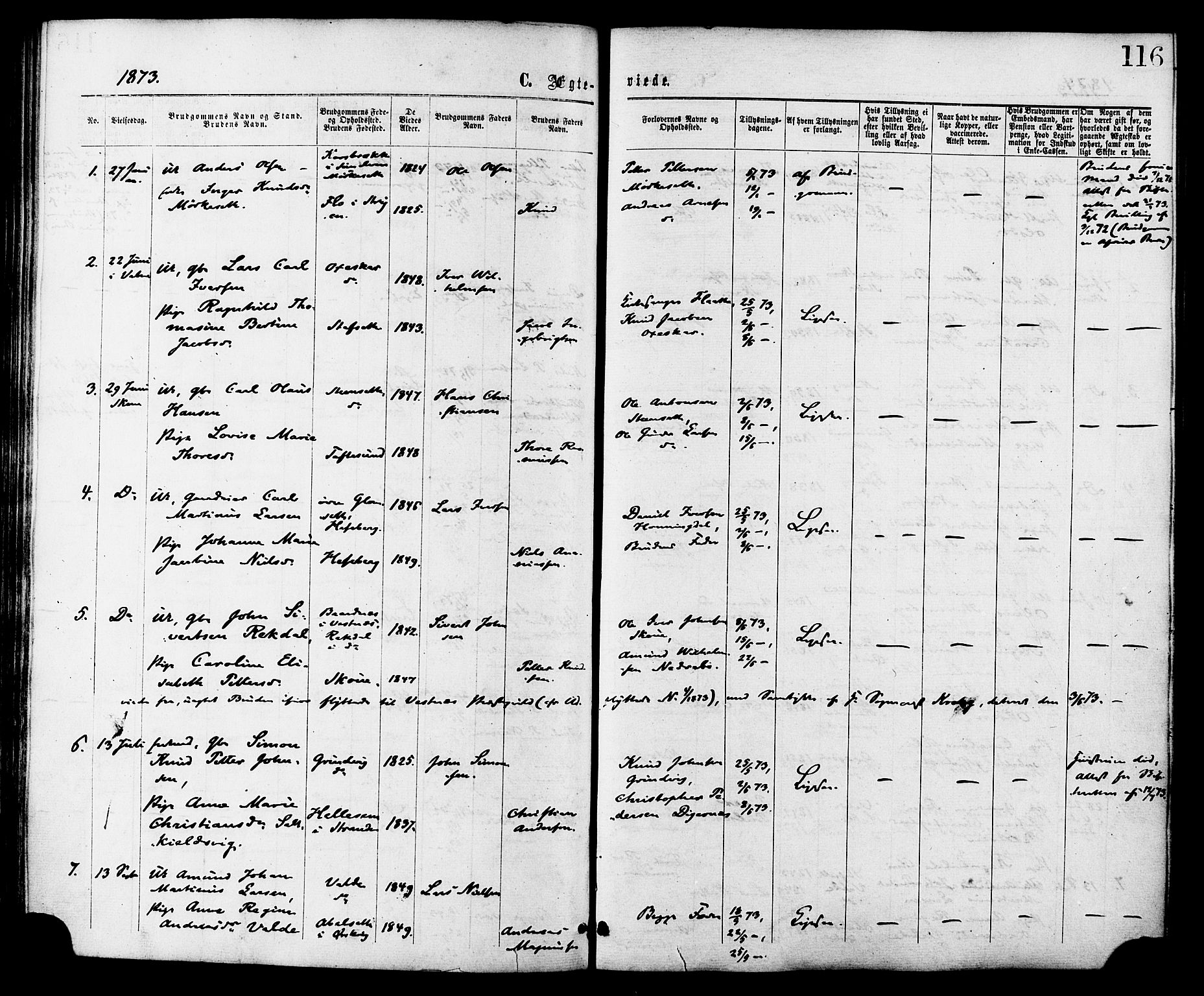 Ministerialprotokoller, klokkerbøker og fødselsregistre - Møre og Romsdal, AV/SAT-A-1454/524/L0355: Parish register (official) no. 524A07, 1864-1879, p. 116