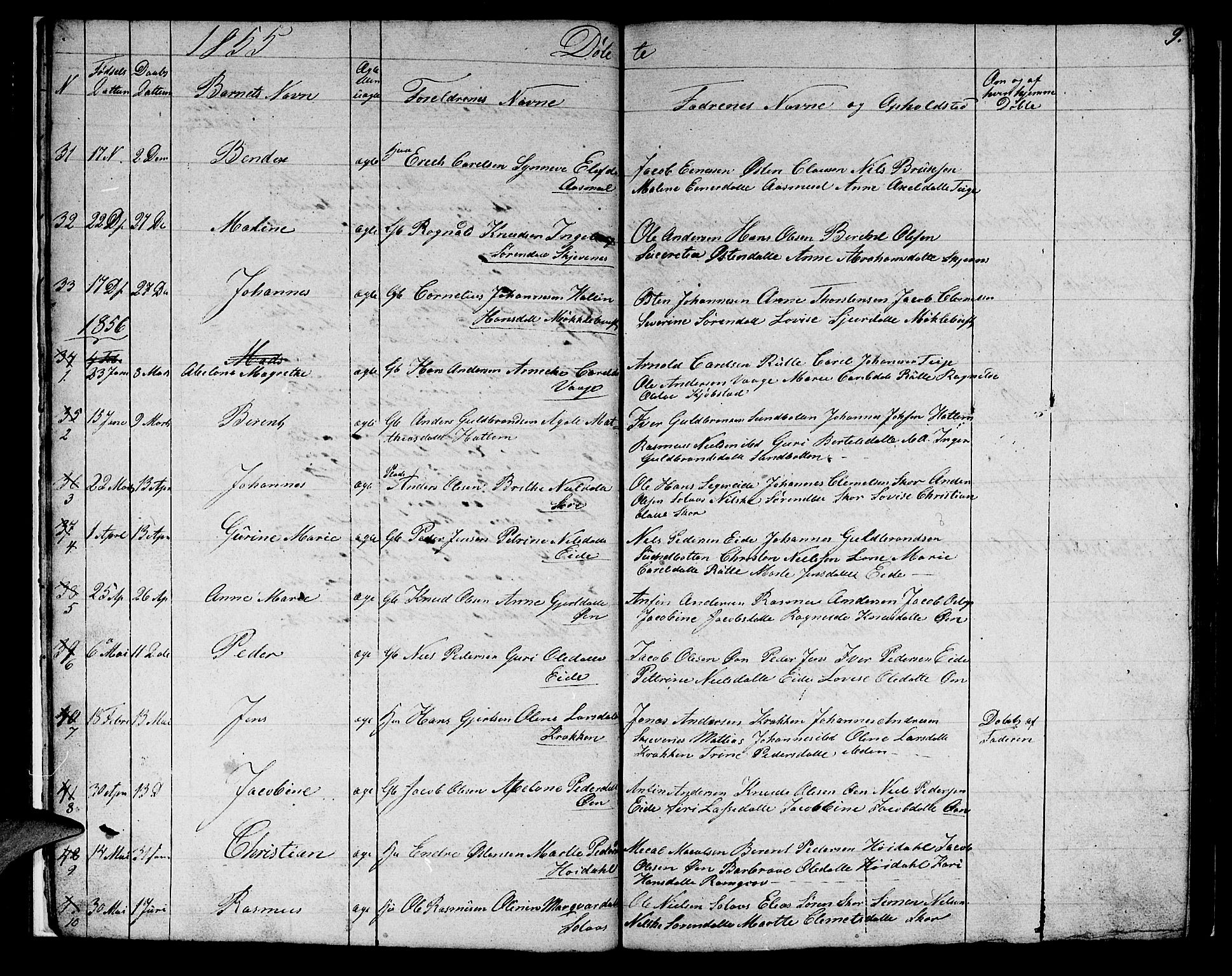 Hyllestad sokneprestembete, AV/SAB-A-80401: Parish register (copy) no. C 1, 1853-1873, p. 9