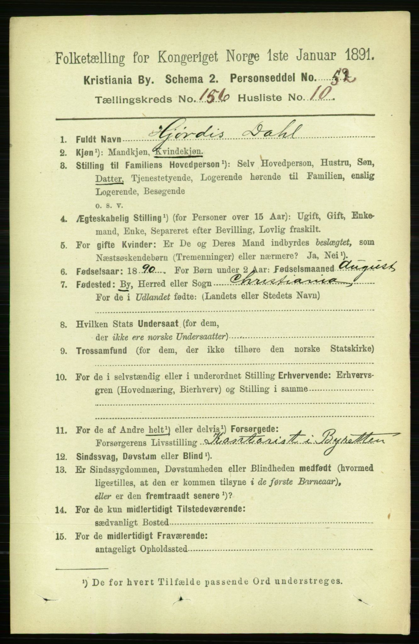 RA, 1891 census for 0301 Kristiania, 1891, p. 88865