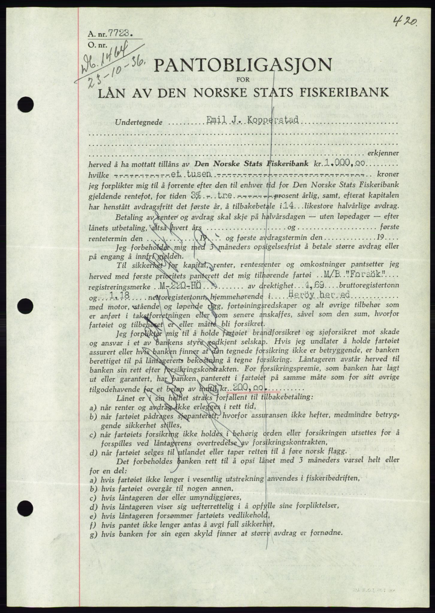 Søre Sunnmøre sorenskriveri, AV/SAT-A-4122/1/2/2C/L0061: Mortgage book no. 55, 1936-1936, Diary no: : 1464/1936