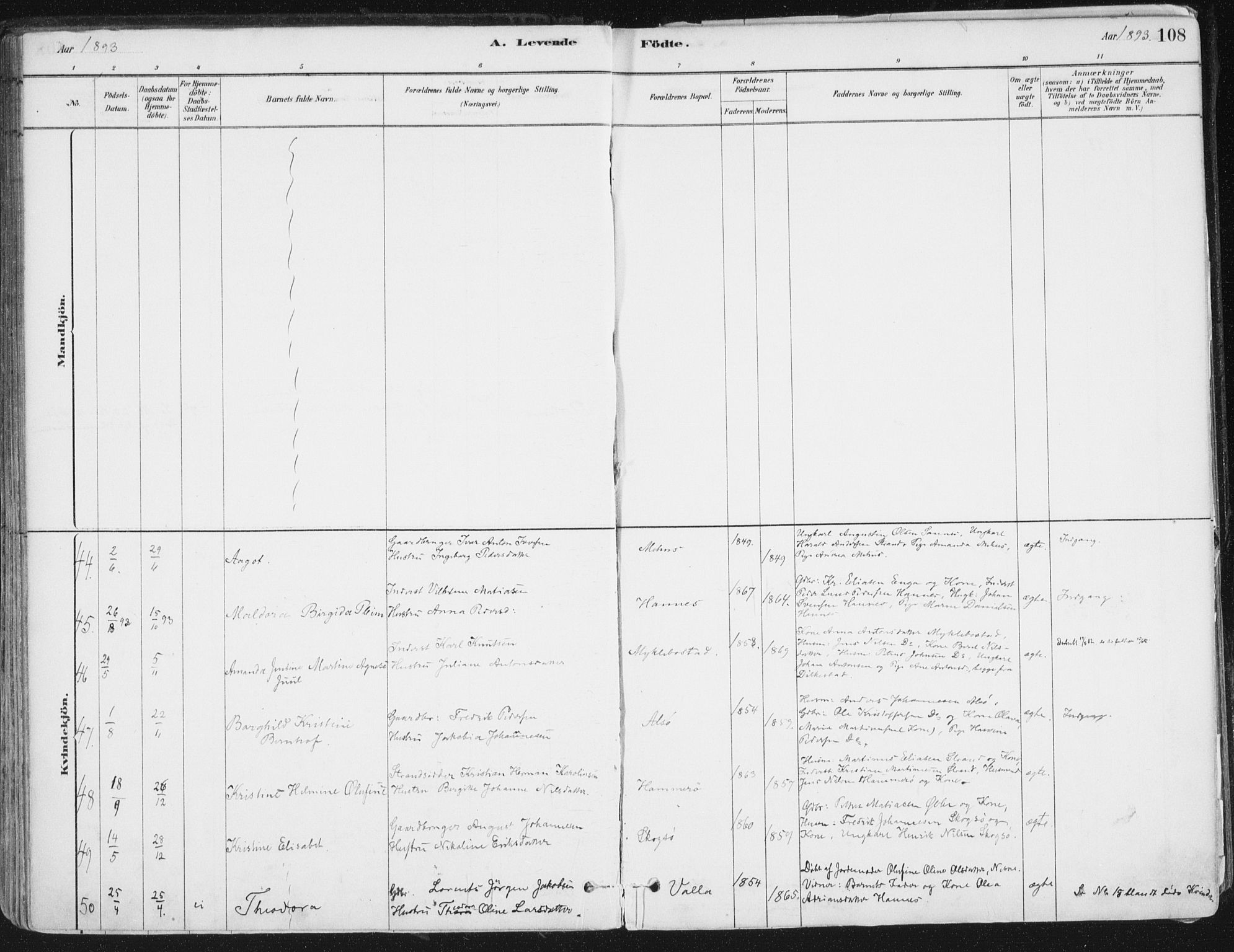 Ministerialprotokoller, klokkerbøker og fødselsregistre - Nordland, AV/SAT-A-1459/838/L0552: Parish register (official) no. 838A10, 1880-1910, p. 108