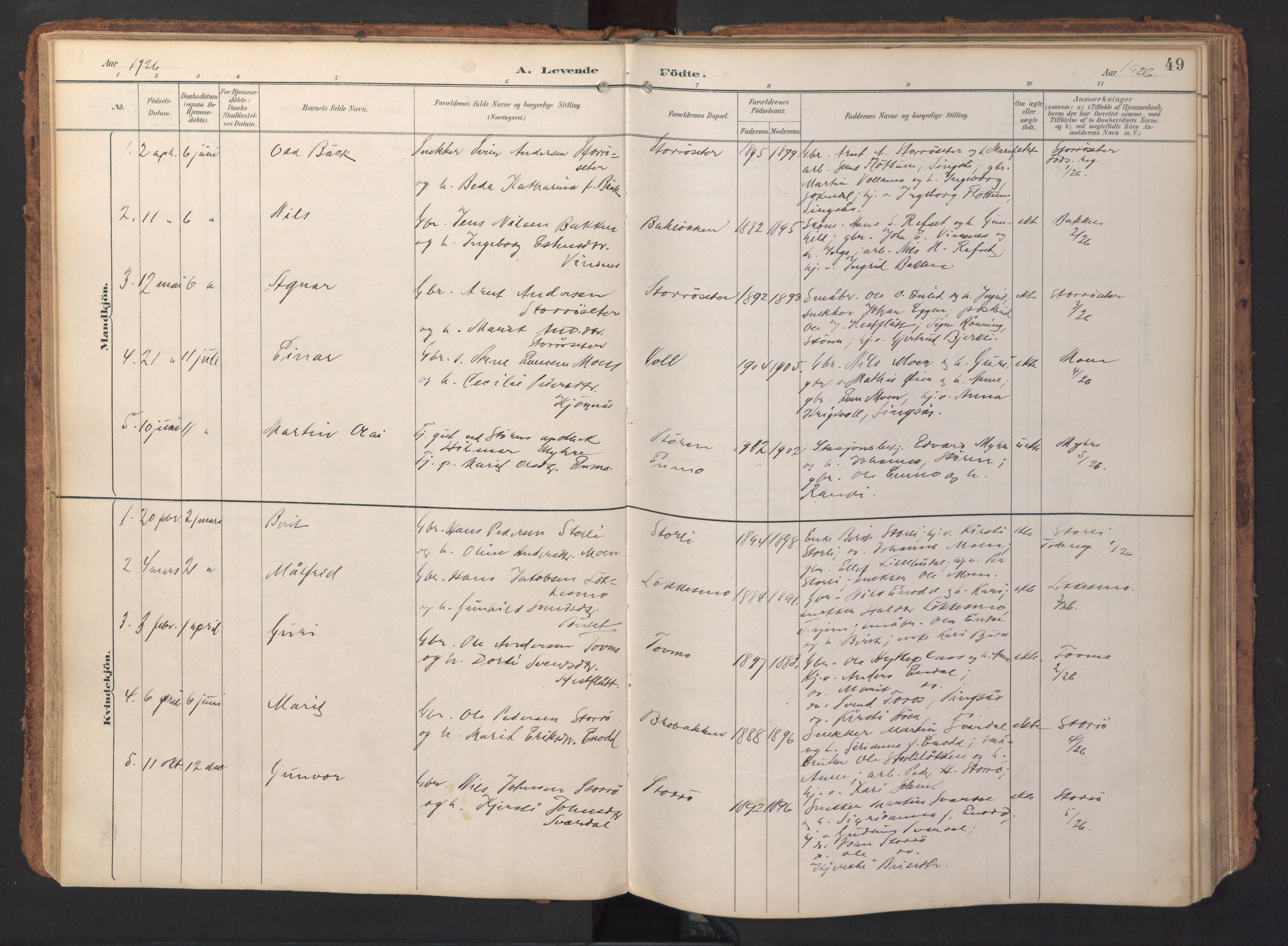 Ministerialprotokoller, klokkerbøker og fødselsregistre - Sør-Trøndelag, SAT/A-1456/690/L1050: Parish register (official) no. 690A01, 1889-1929, p. 49