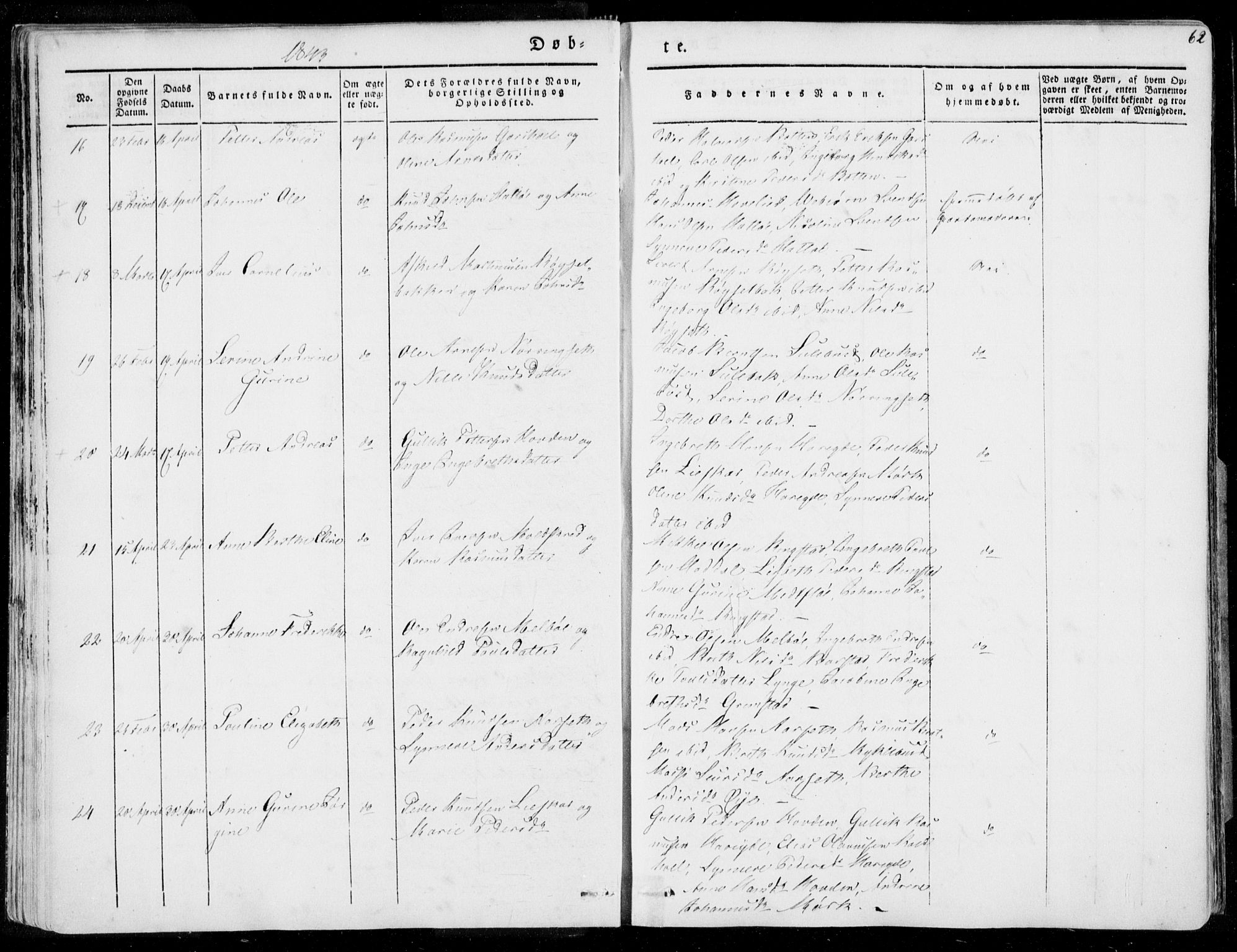 Ministerialprotokoller, klokkerbøker og fødselsregistre - Møre og Romsdal, AV/SAT-A-1454/509/L0104: Parish register (official) no. 509A02, 1833-1847, p. 62