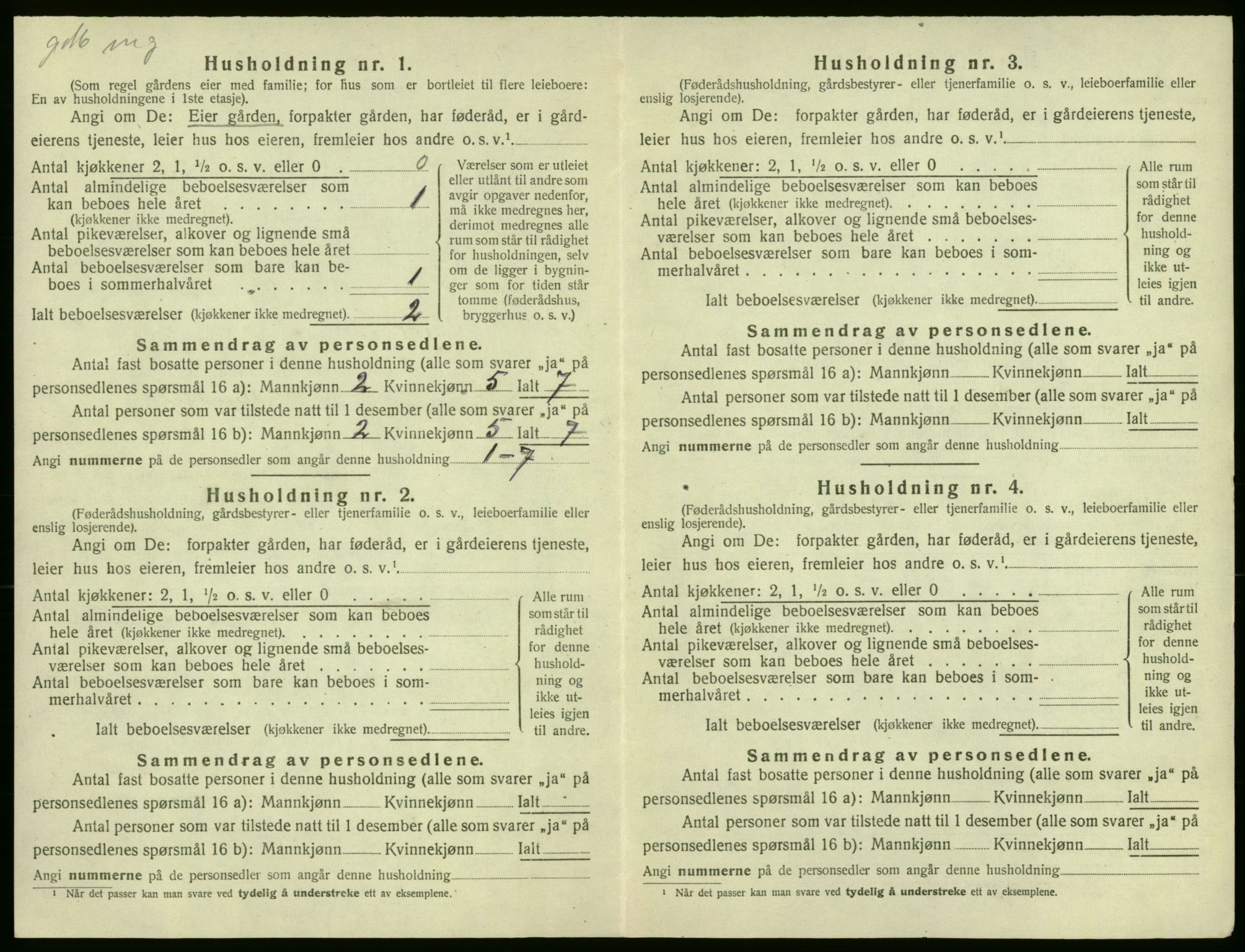 SAB, 1920 census for Røldal, 1920, p. 90