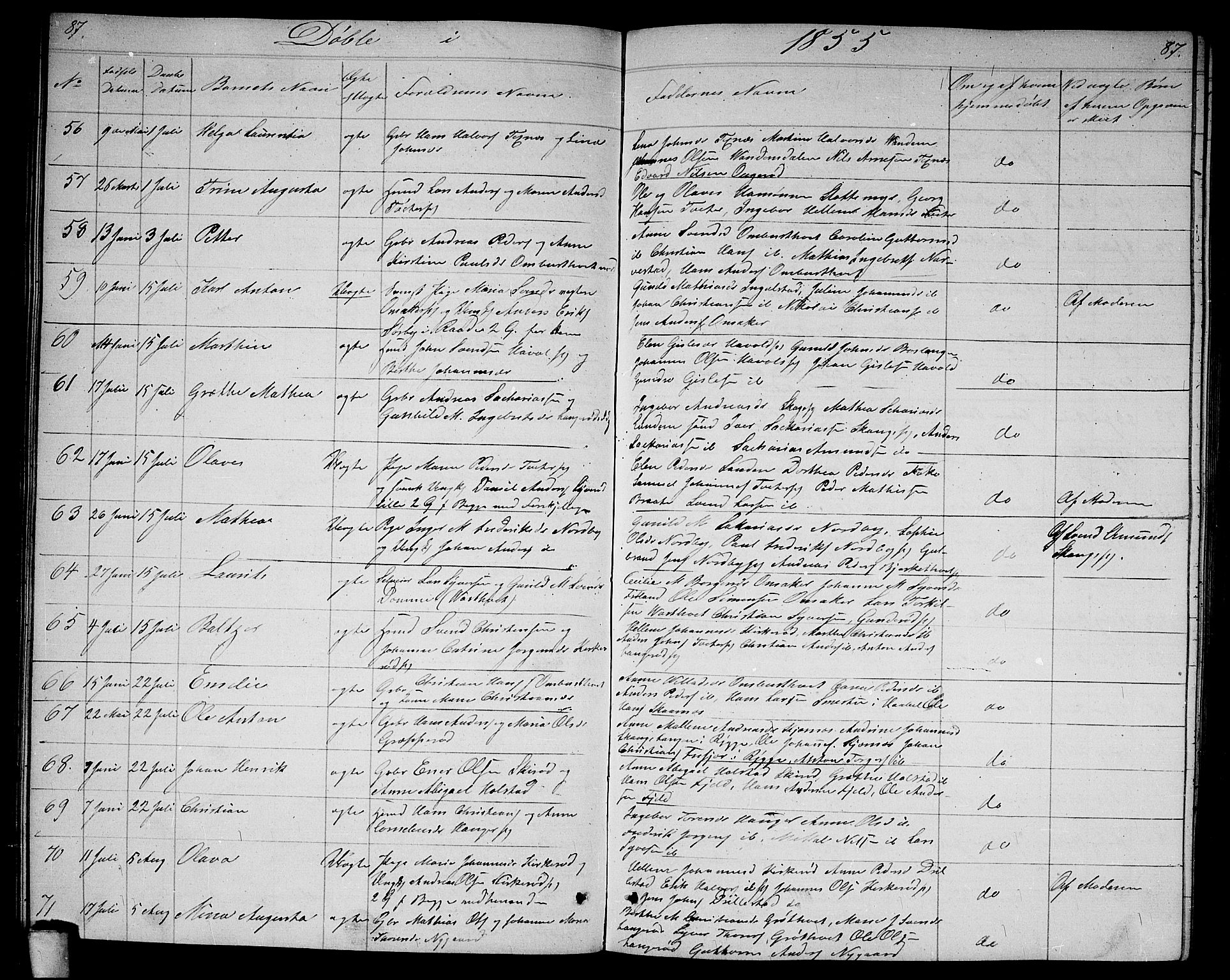Våler prestekontor Kirkebøker, SAO/A-11083/G/Ga/L0002: Parish register (copy) no. I 2, 1839-1860, p. 87