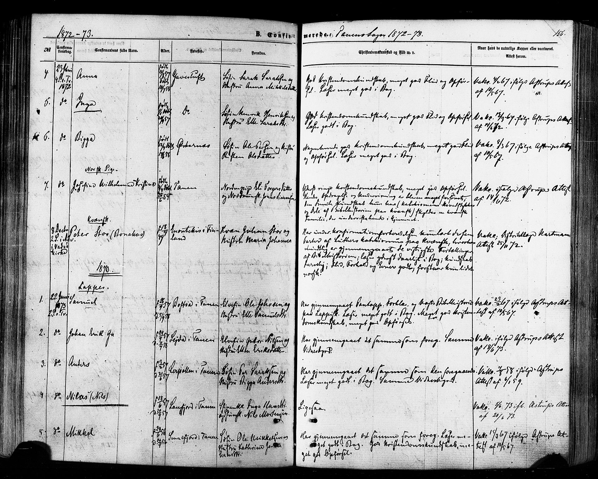 Tana sokneprestkontor, AV/SATØ-S-1334/H/Ha/L0002kirke: Parish register (official) no. 2 /1, 1861-1877, p. 156