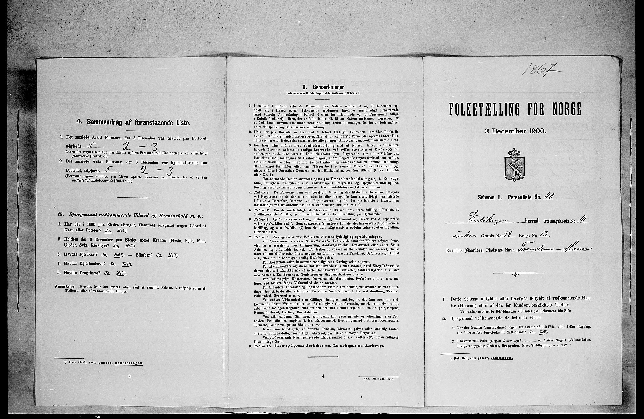 SAH, 1900 census for Eidskog, 1900, p. 1301