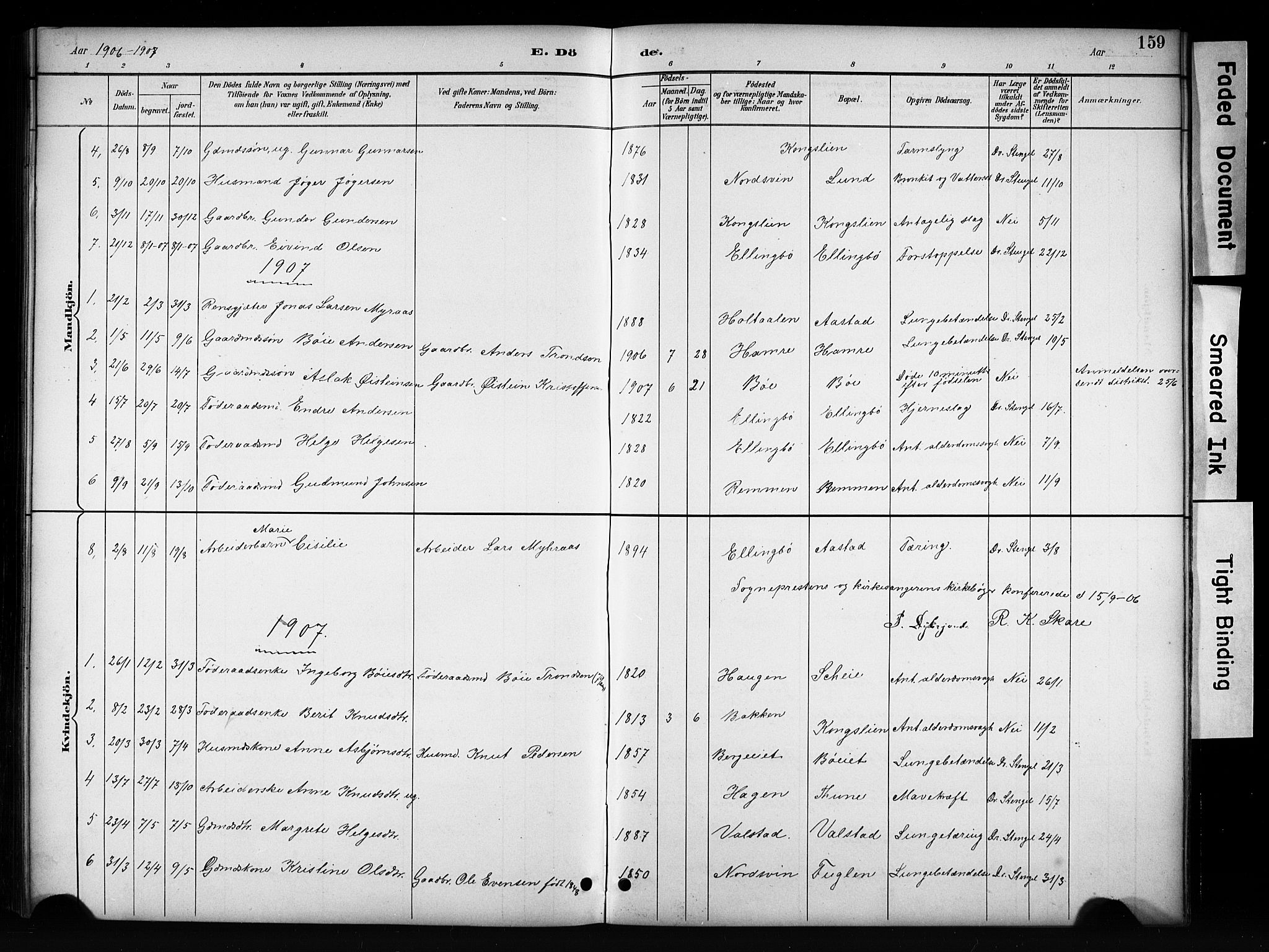 Vang prestekontor, Valdres, SAH/PREST-140/H/Hb/L0006: Parish register (copy) no. 6, 1893-1918, p. 159