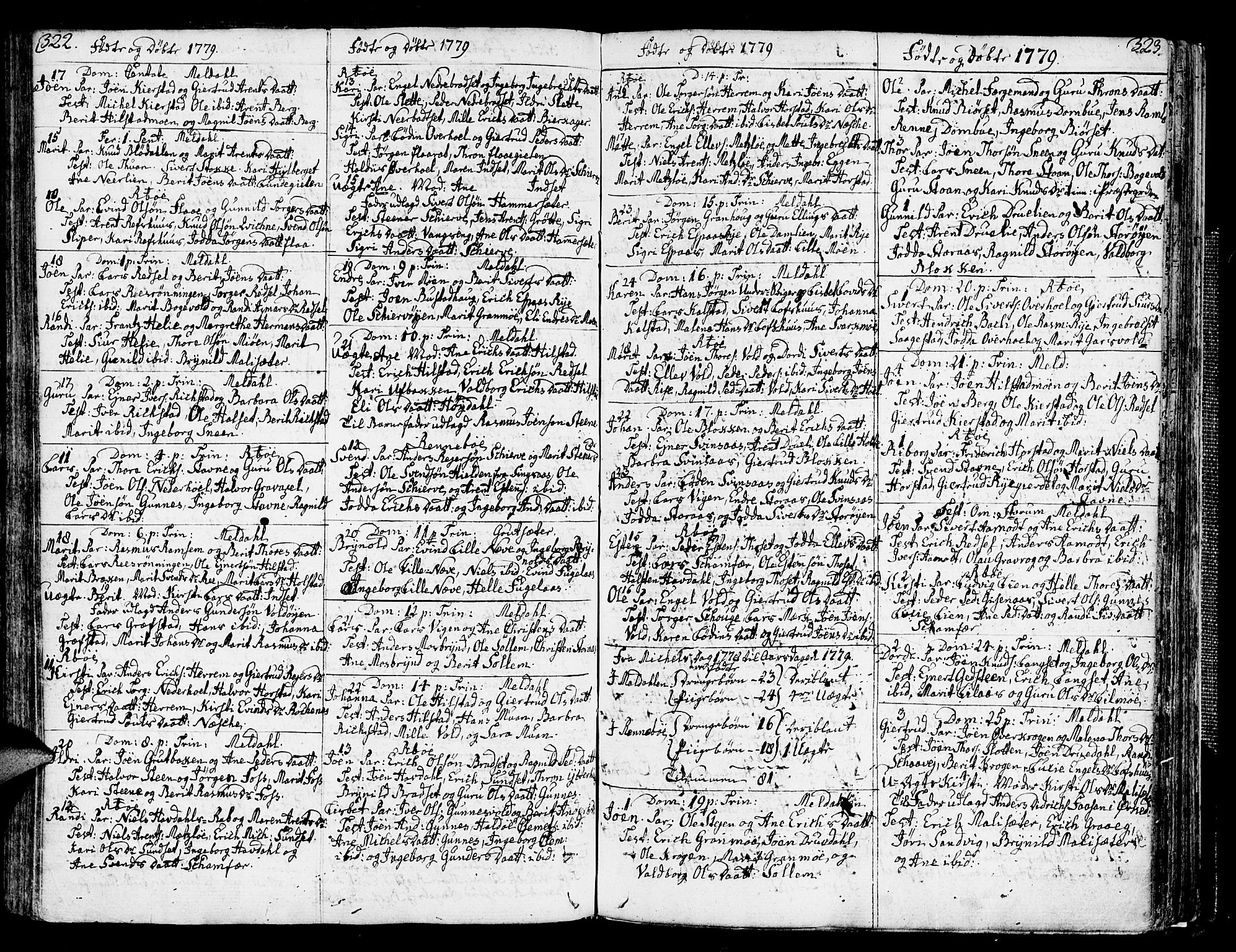 Ministerialprotokoller, klokkerbøker og fødselsregistre - Sør-Trøndelag, SAT/A-1456/672/L0852: Parish register (official) no. 672A05, 1776-1815, p. 322-323