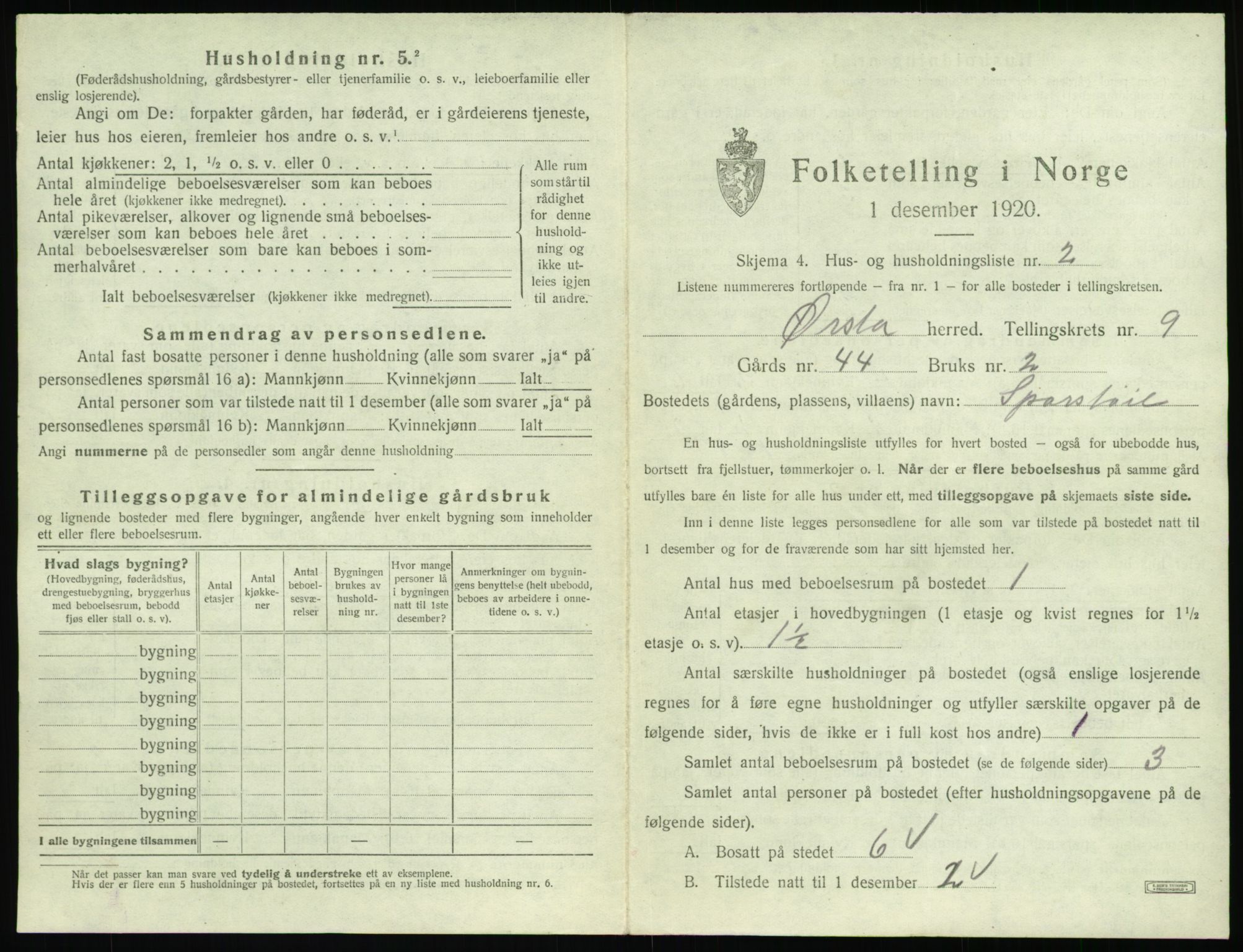 SAT, 1920 census for Ørsta, 1920, p. 838