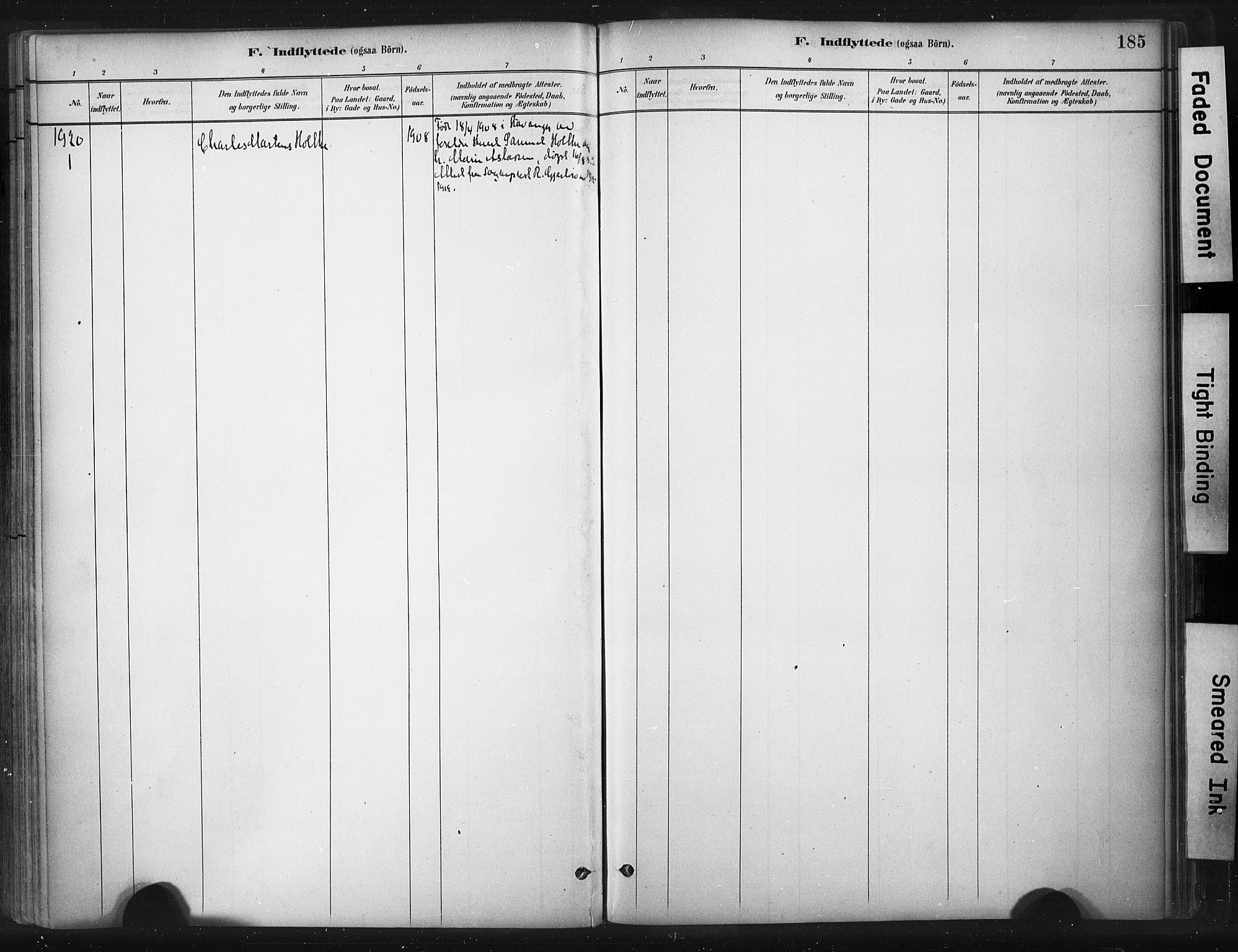 Strand sokneprestkontor, SAST/A-101828/H/Ha/Haa/L0010: Parish register (official) no. A 10, 1882-1929, p. 185