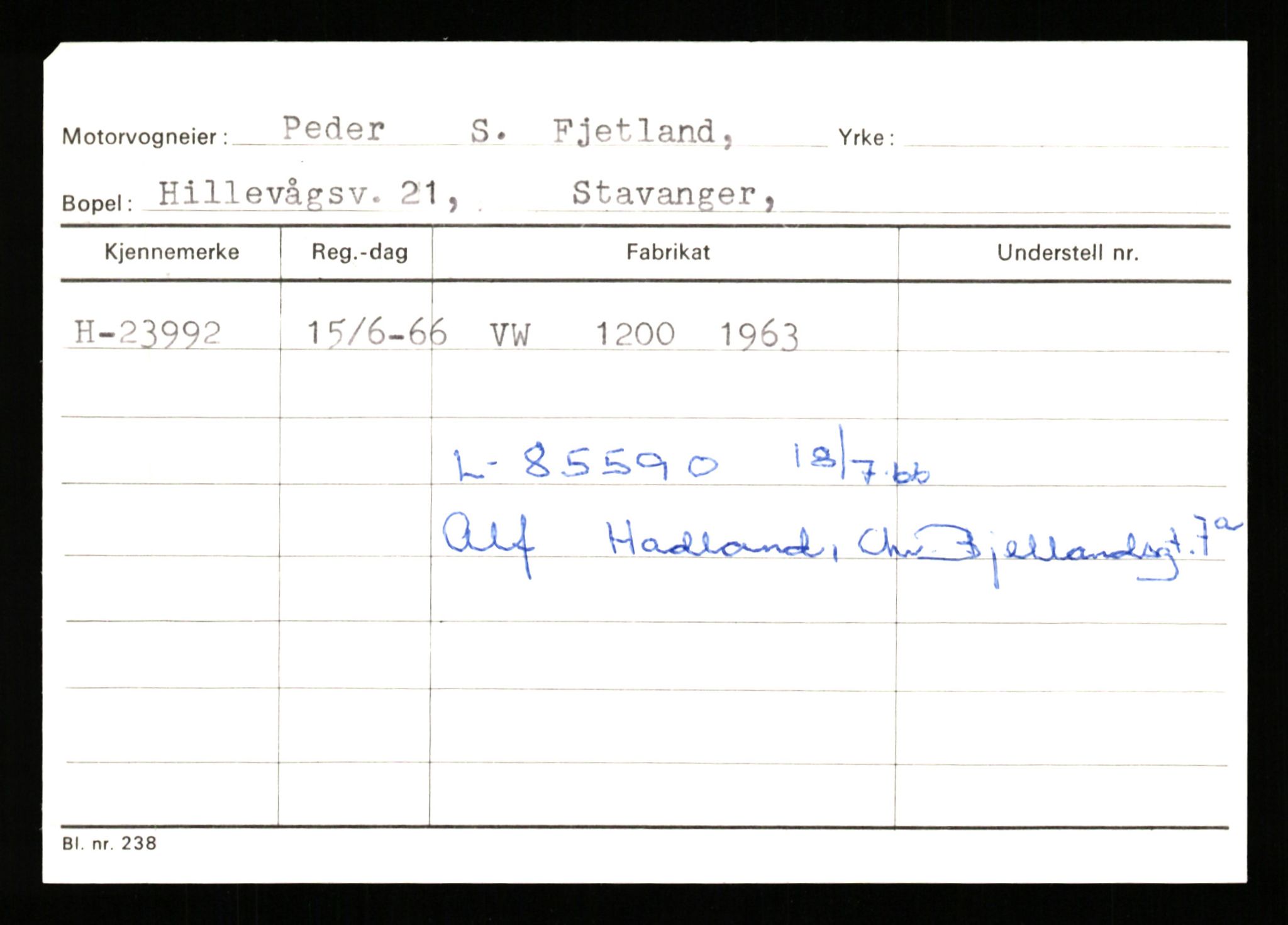 Stavanger trafikkstasjon, SAST/A-101942/0/G/L0005: Registreringsnummer: 23000 - 34245, 1930-1971, p. 255