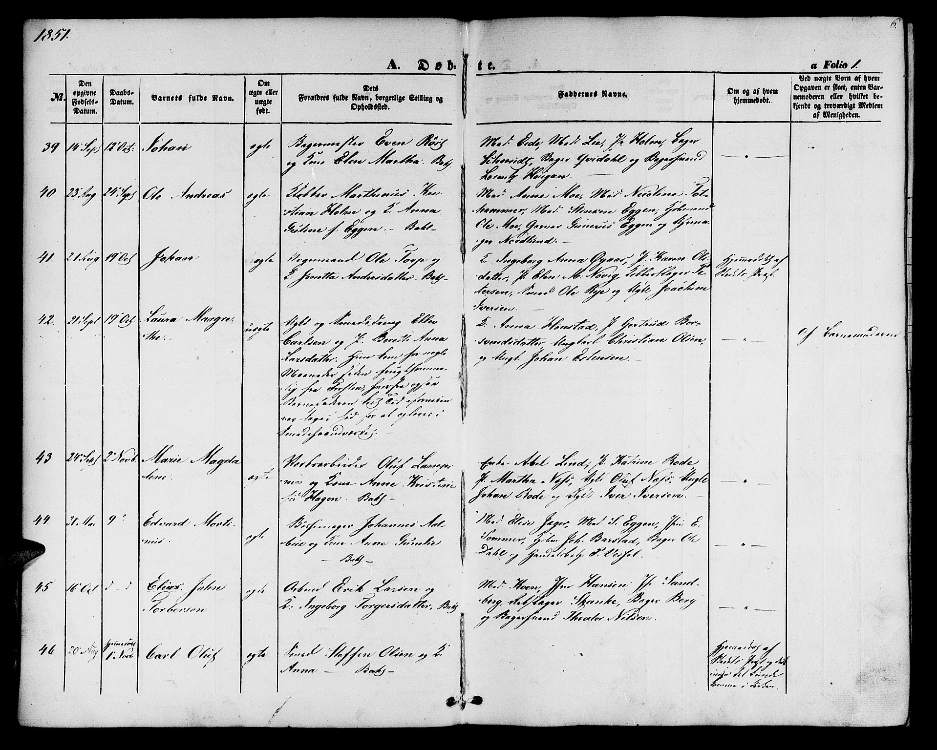 Ministerialprotokoller, klokkerbøker og fødselsregistre - Sør-Trøndelag, SAT/A-1456/604/L0184: Parish register (official) no. 604A05, 1851-1860, p. 6