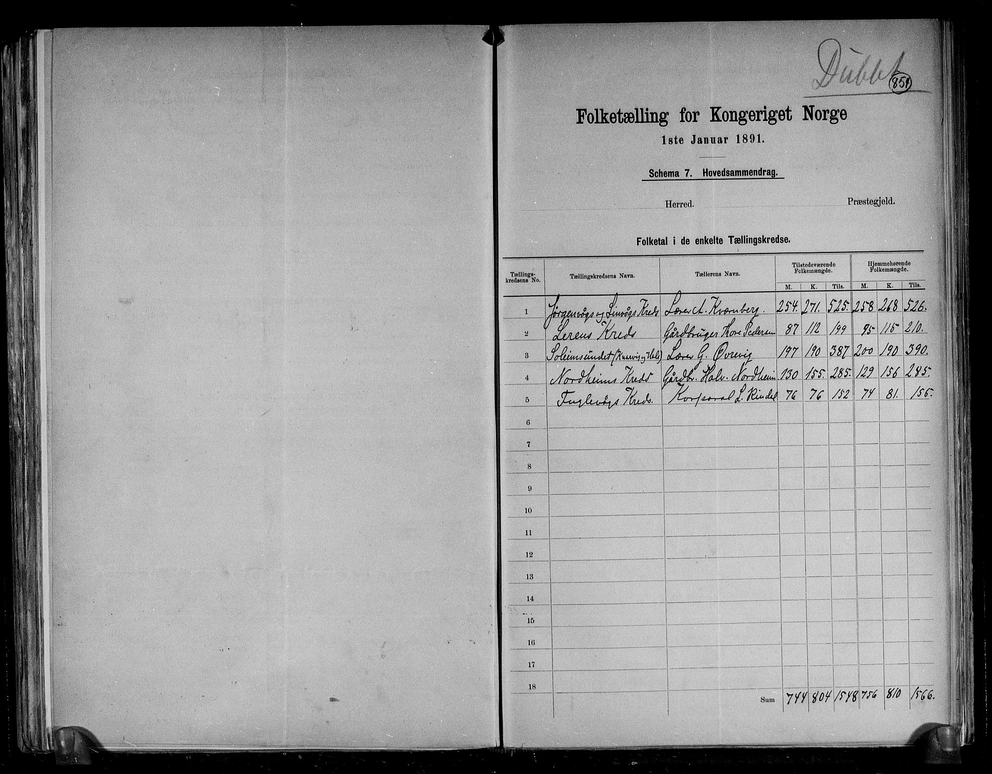 RA, 1891 census for 1572 Tustna, 1891, p. 4