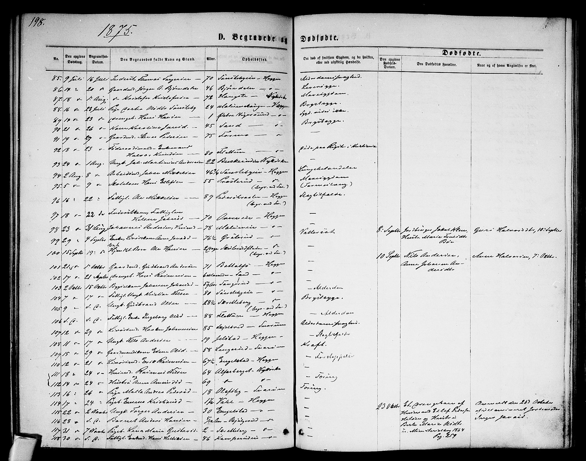 Modum kirkebøker, SAKO/A-234/G/Ga/L0007: Parish register (copy) no. I 7, 1869-1878, p. 198