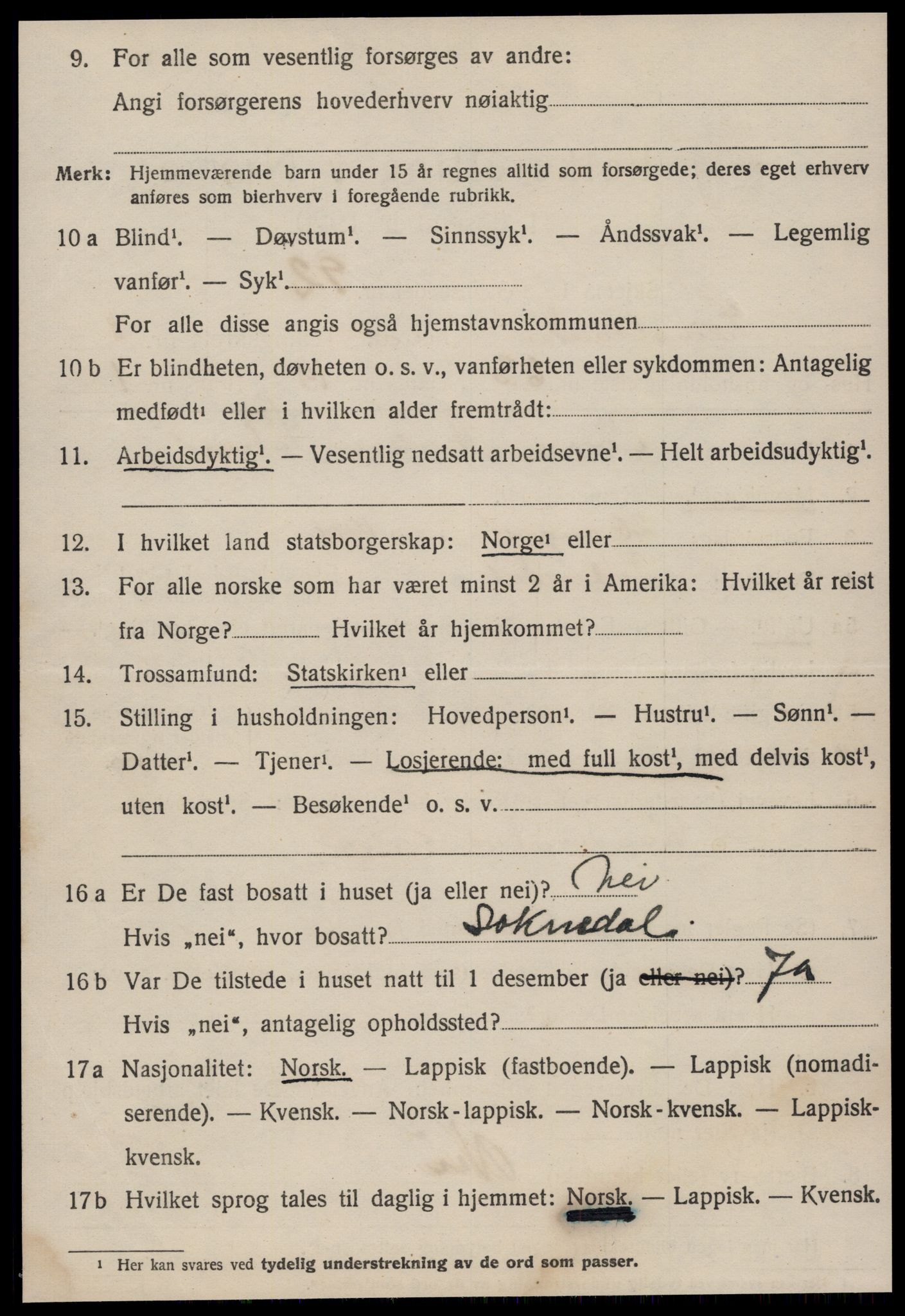 SAT, 1920 census for Leinstrand, 1920, p. 1550