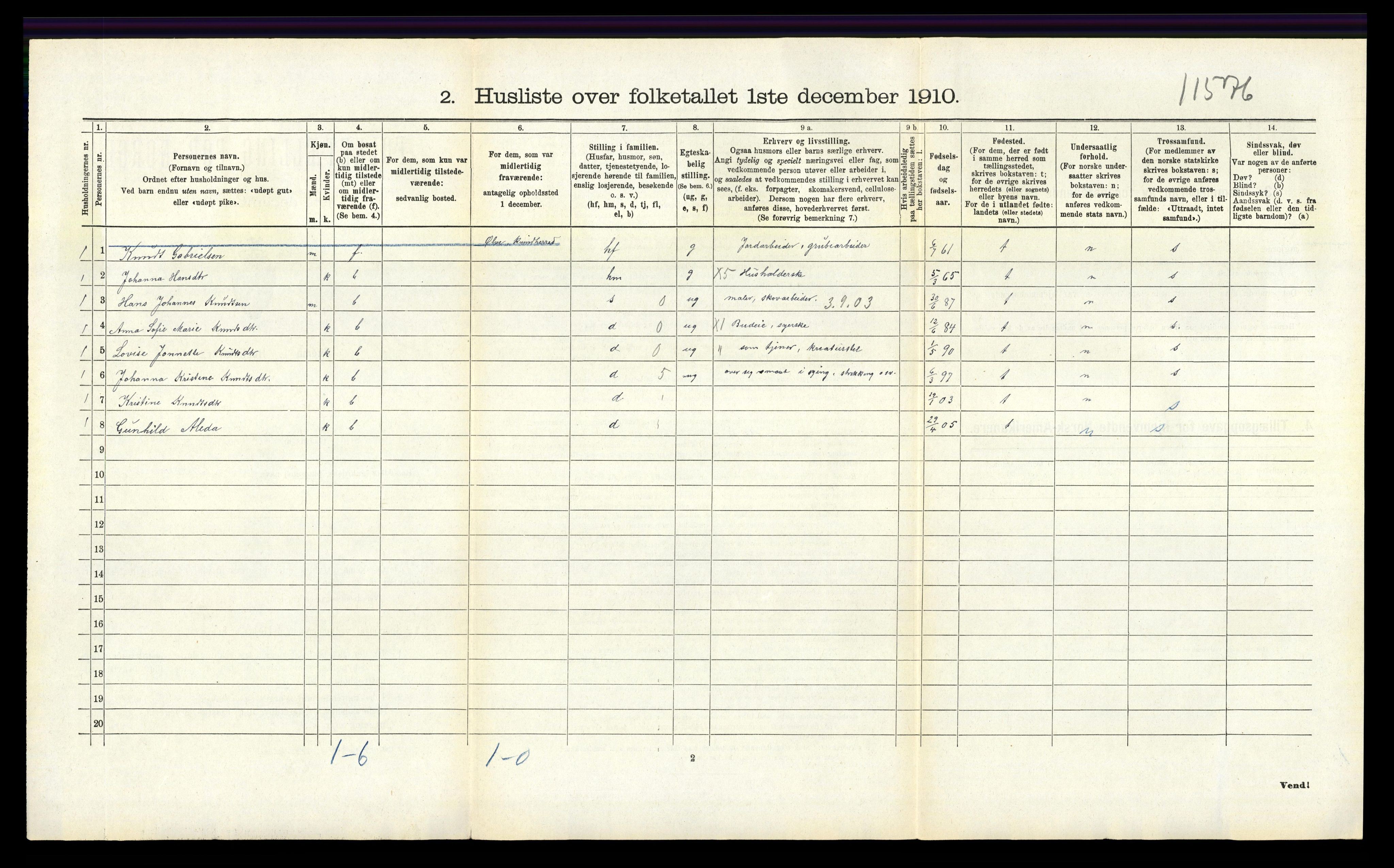RA, 1910 census for Strandvik, 1910, p. 630