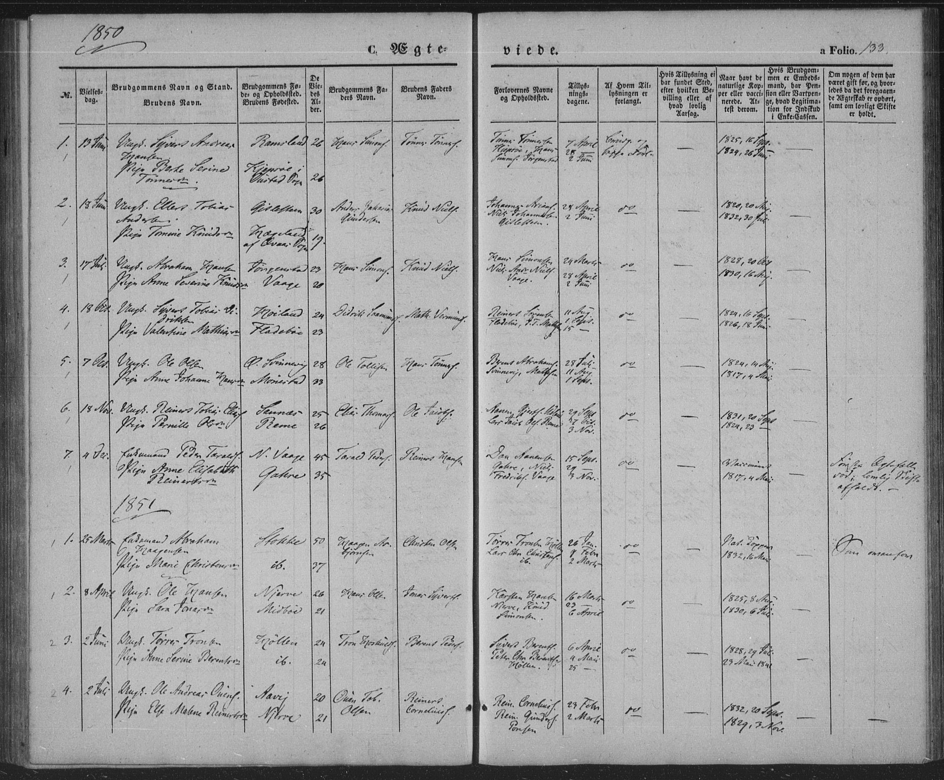 Sør-Audnedal sokneprestkontor, SAK/1111-0039/F/Fa/Faa/L0002: Parish register (official) no. A 2, 1848-1867, p. 133