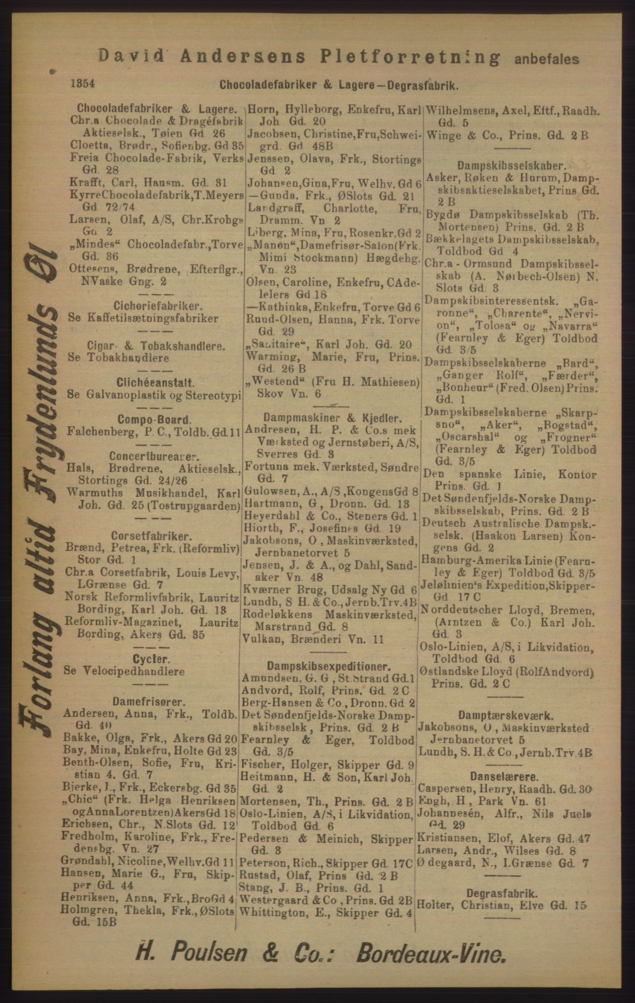 Kristiania/Oslo adressebok, PUBL/-, 1905, p. 1354