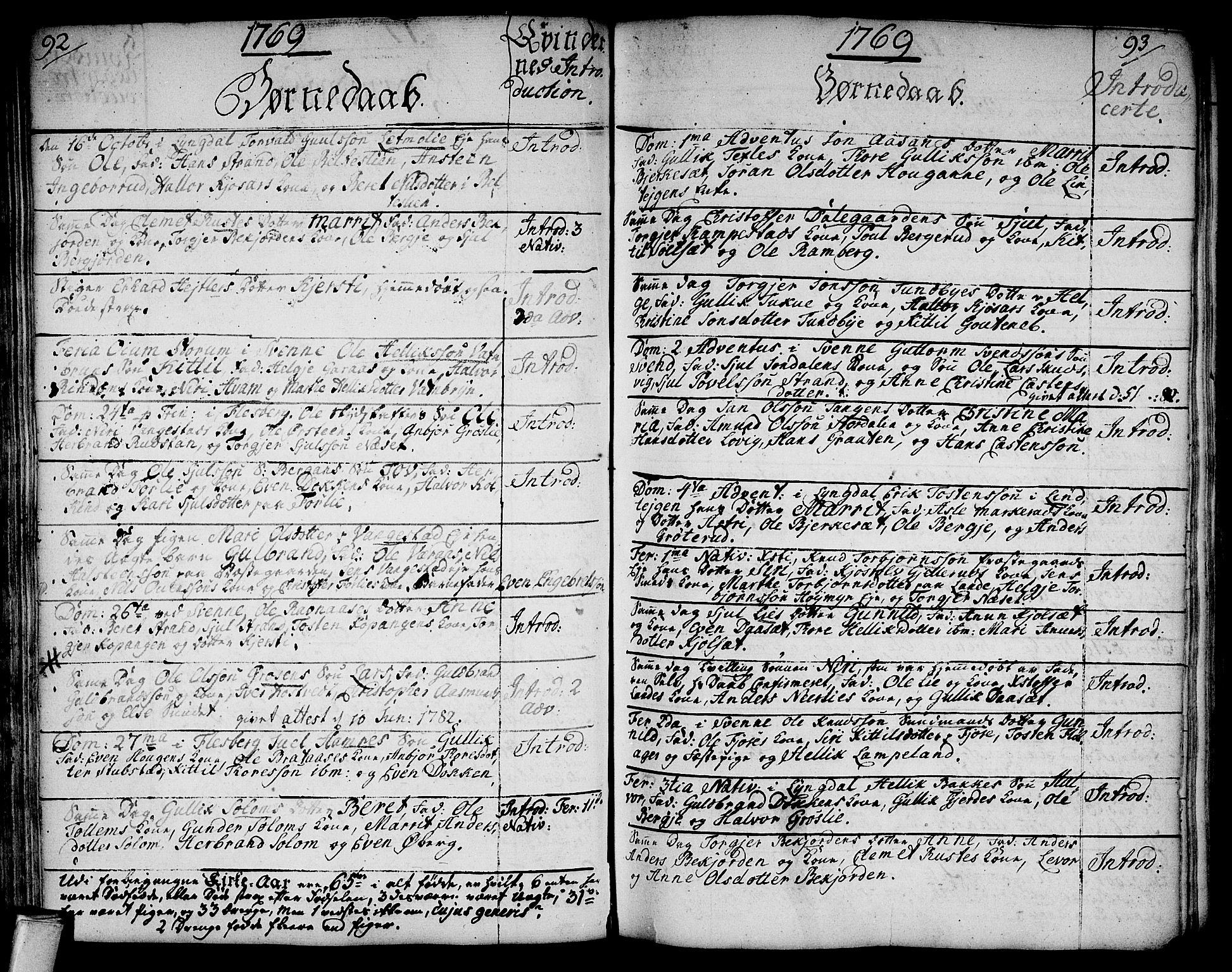 Flesberg kirkebøker, AV/SAKO-A-18/F/Fa/L0003: Parish register (official) no. I 3, 1748-1790, p. 92-93