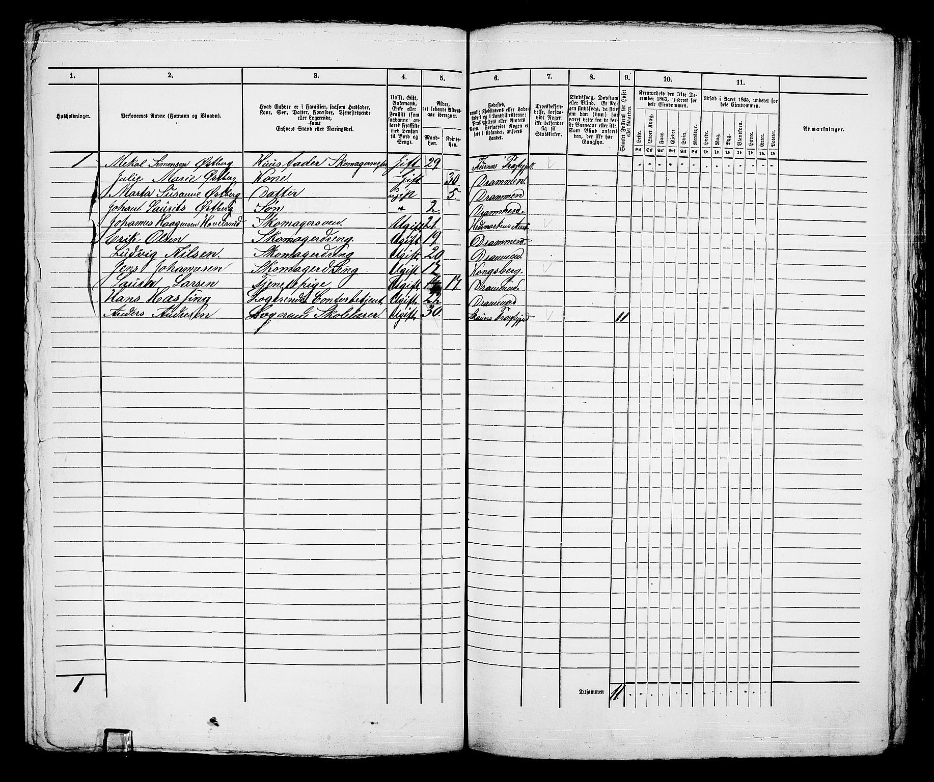 RA, 1865 census for Bragernes in Drammen, 1865, p. 347