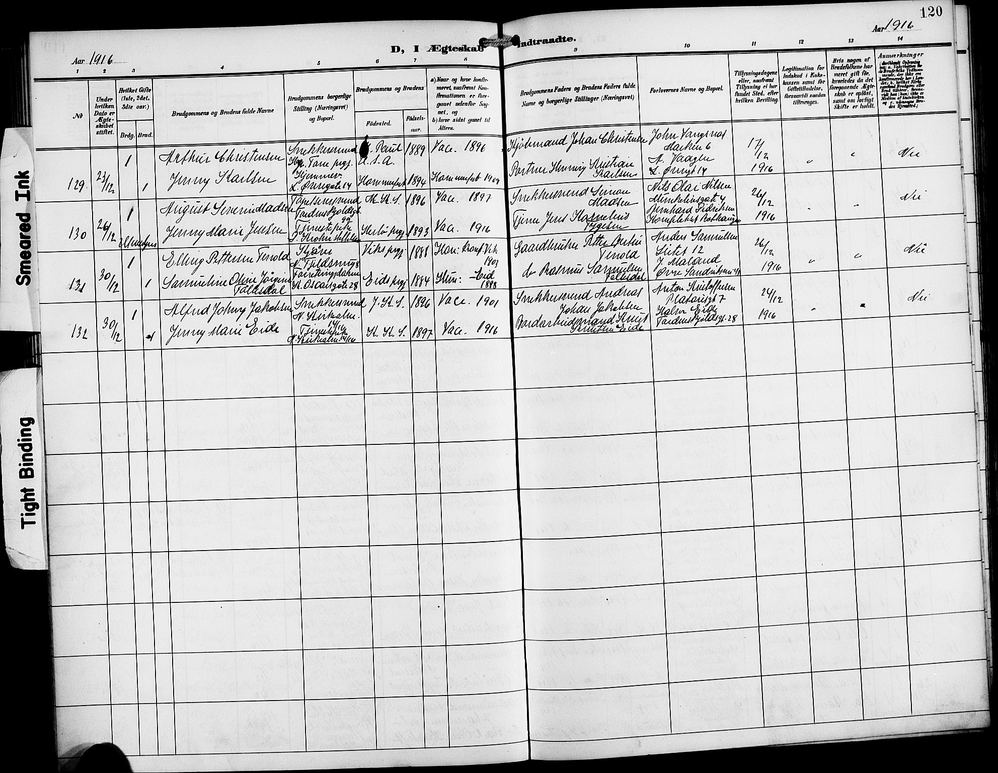 Korskirken sokneprestembete, SAB/A-76101/H/Hab: Parish register (copy) no. D 4, 1906-1925, p. 120