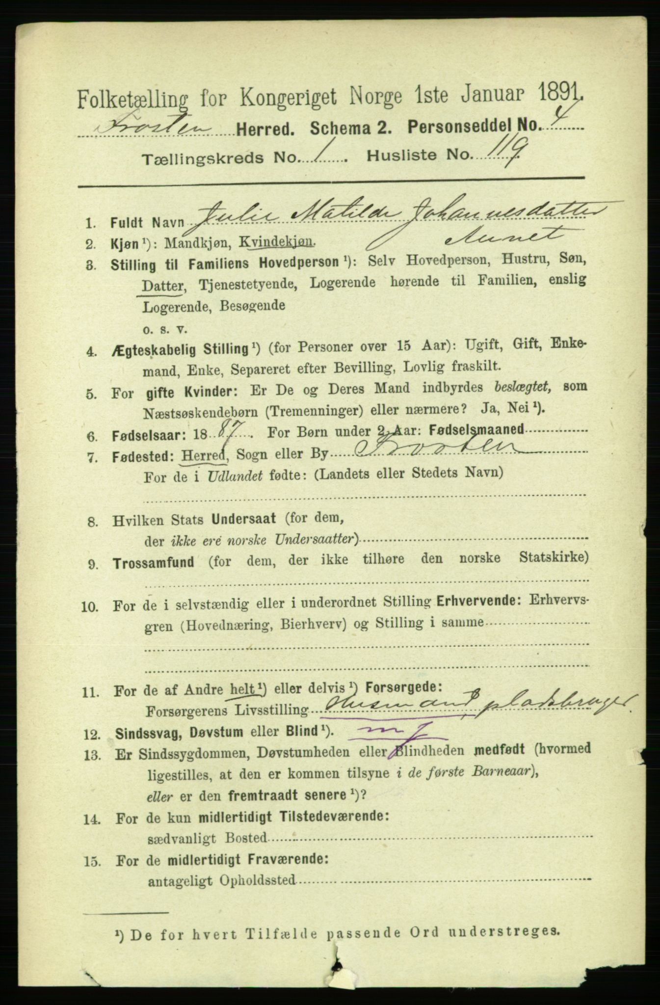 RA, 1891 census for 1717 Frosta, 1891, p. 931