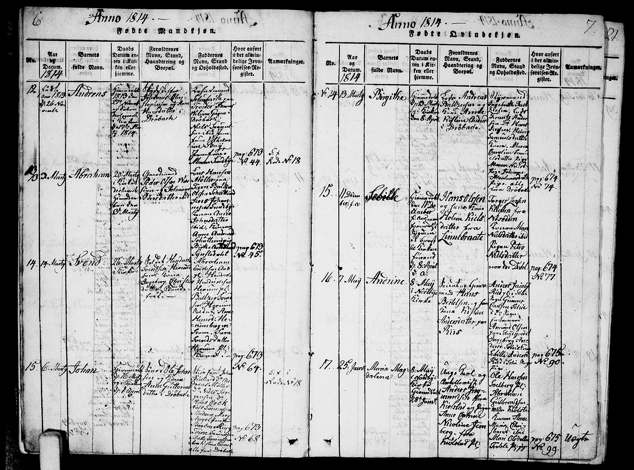 Ås prestekontor Kirkebøker, AV/SAO-A-10894/G/Ga/L0001: Parish register (copy) no. I 1, 1814-1820, p. 6-7