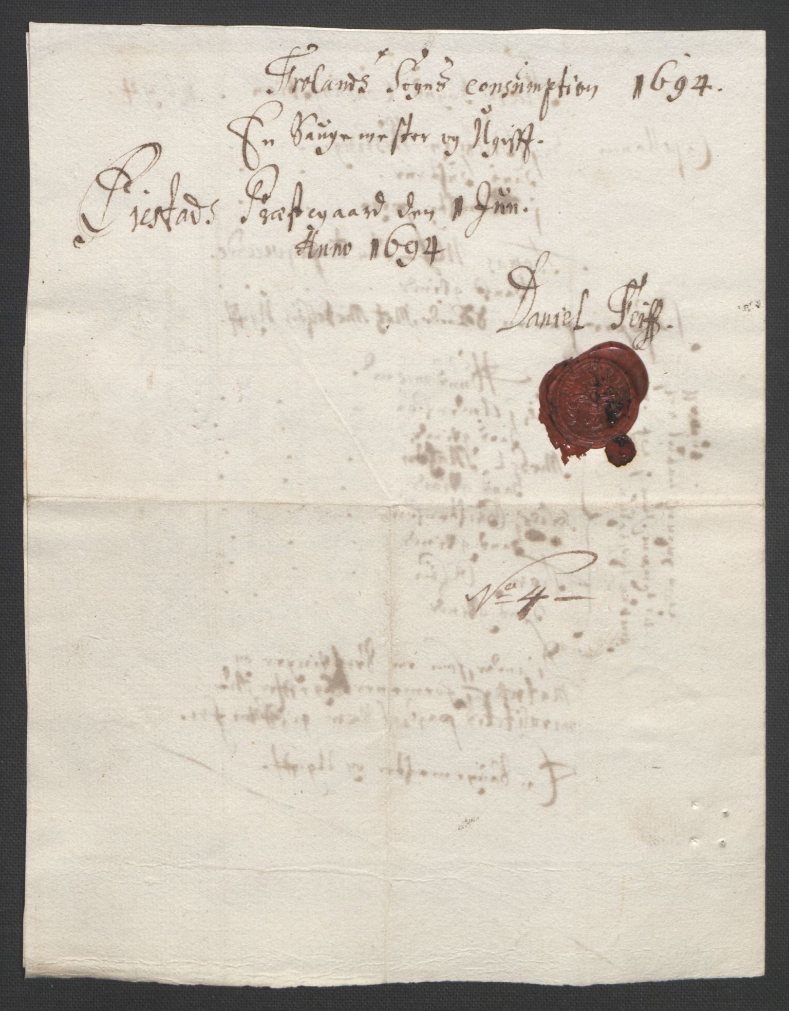 Rentekammeret inntil 1814, Reviderte regnskaper, Fogderegnskap, AV/RA-EA-4092/R39/L2312: Fogderegnskap Nedenes, 1693-1695, p. 171