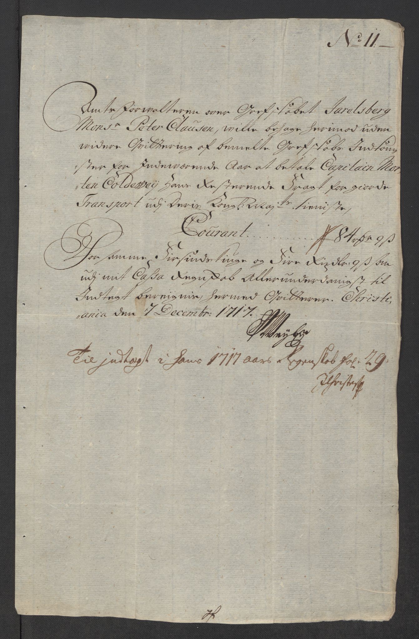 Rentekammeret inntil 1814, Reviderte regnskaper, Fogderegnskap, AV/RA-EA-4092/R32/L1881: Fogderegnskap Jarlsberg grevskap, 1717, p. 254