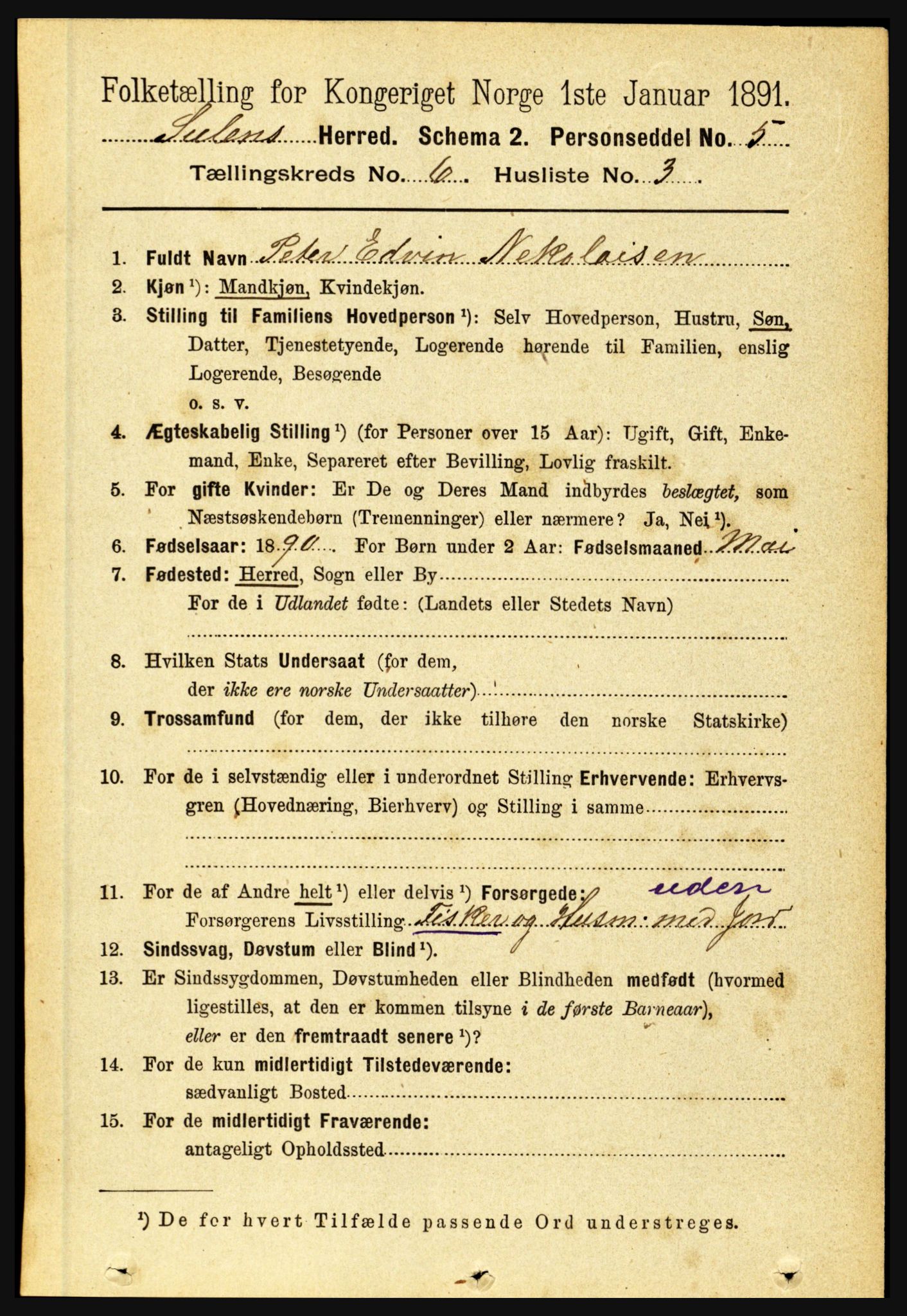 RA, 1891 census for 1412 Solund, 1891, p. 2031