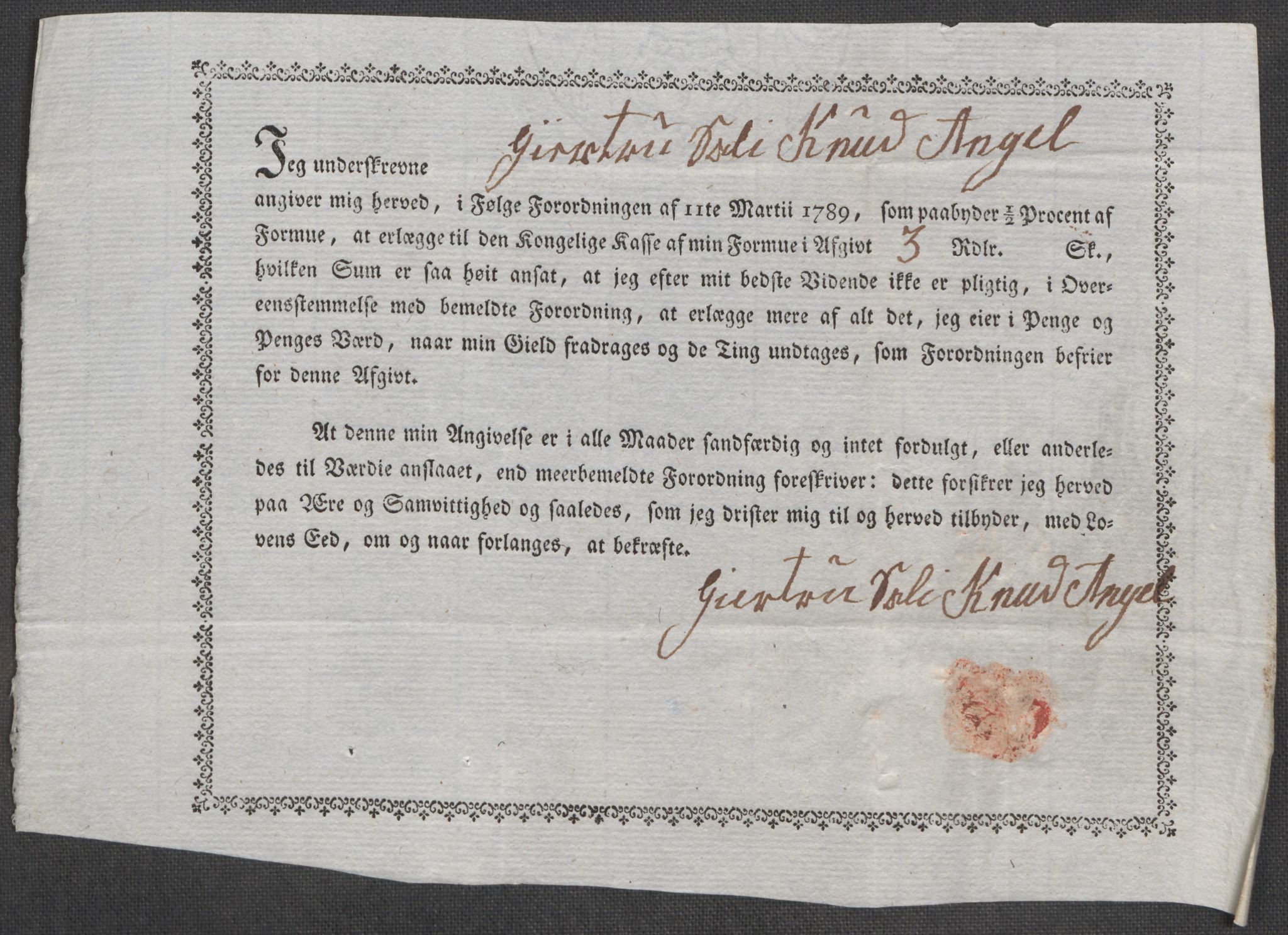 Rentekammeret inntil 1814, Reviderte regnskaper, Mindre regnskaper, AV/RA-EA-4068/Rf/Rfe/L0045: Stavanger, Stjørdal og Verdal fogderi, 1789, p. 88