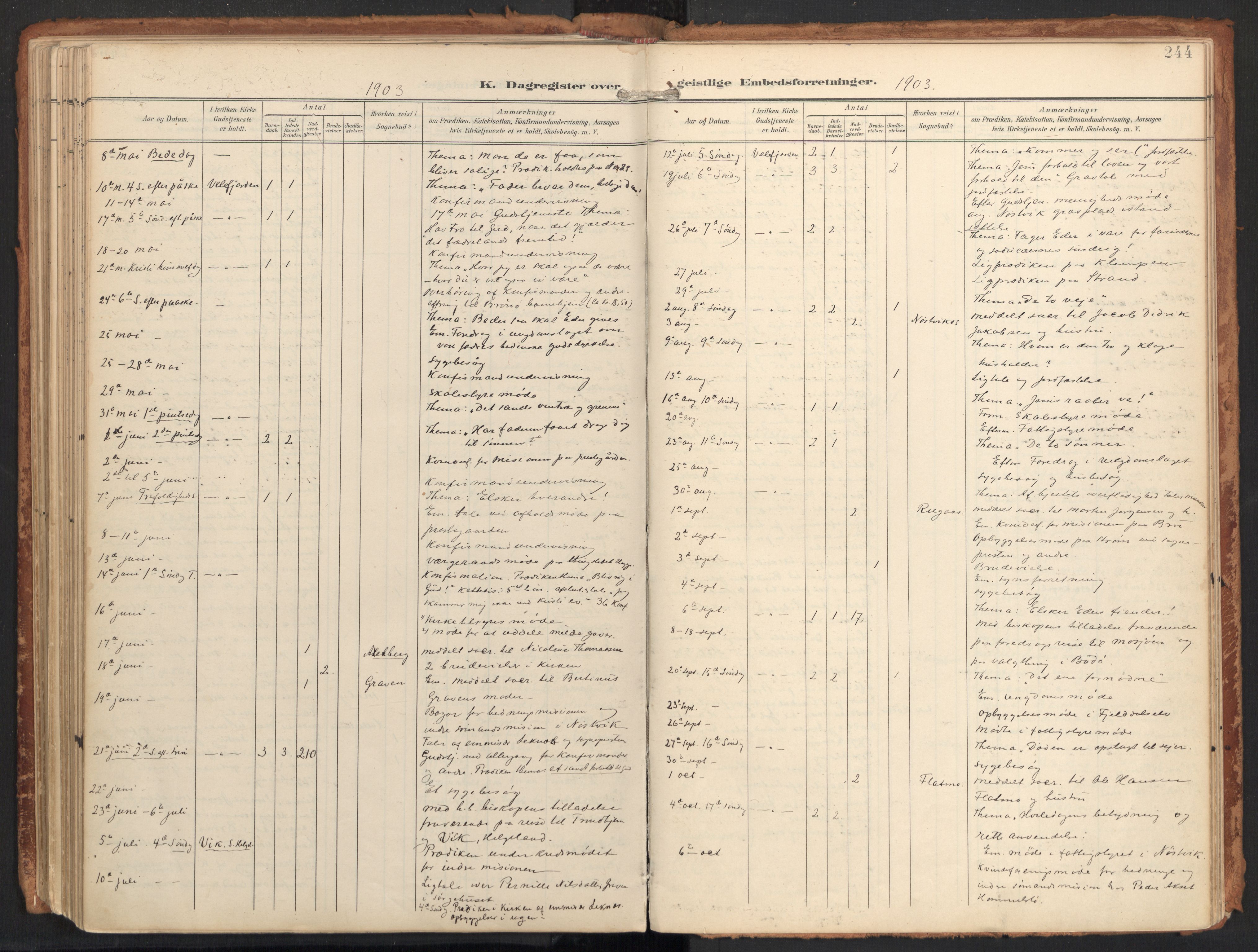 Ministerialprotokoller, klokkerbøker og fødselsregistre - Nordland, SAT/A-1459/814/L0227: Parish register (official) no. 814A08, 1899-1920, p. 244