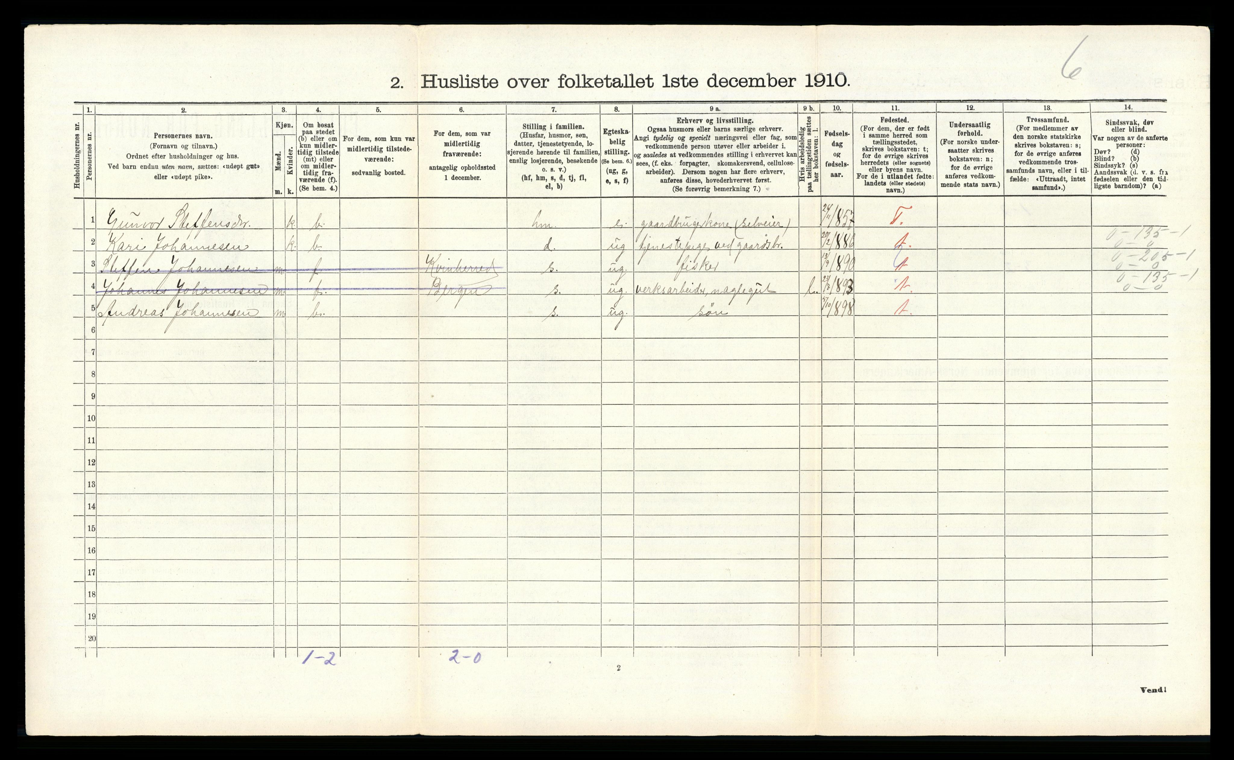 RA, 1910 census for Herdla, 1910, p. 233