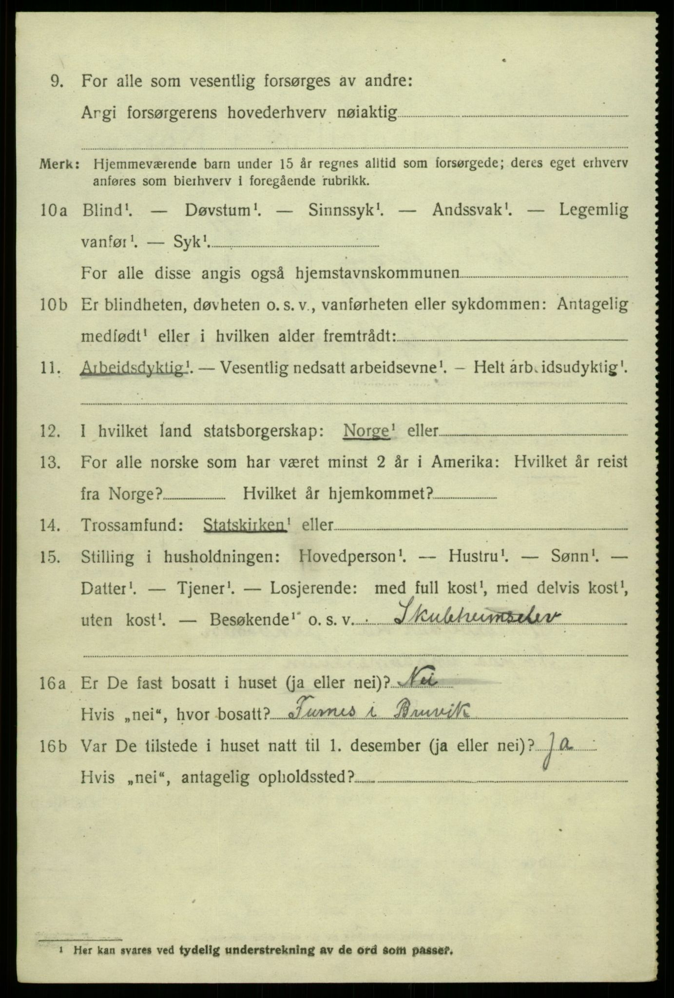 SAB, 1920 census for Kvam, 1920, p. 2052