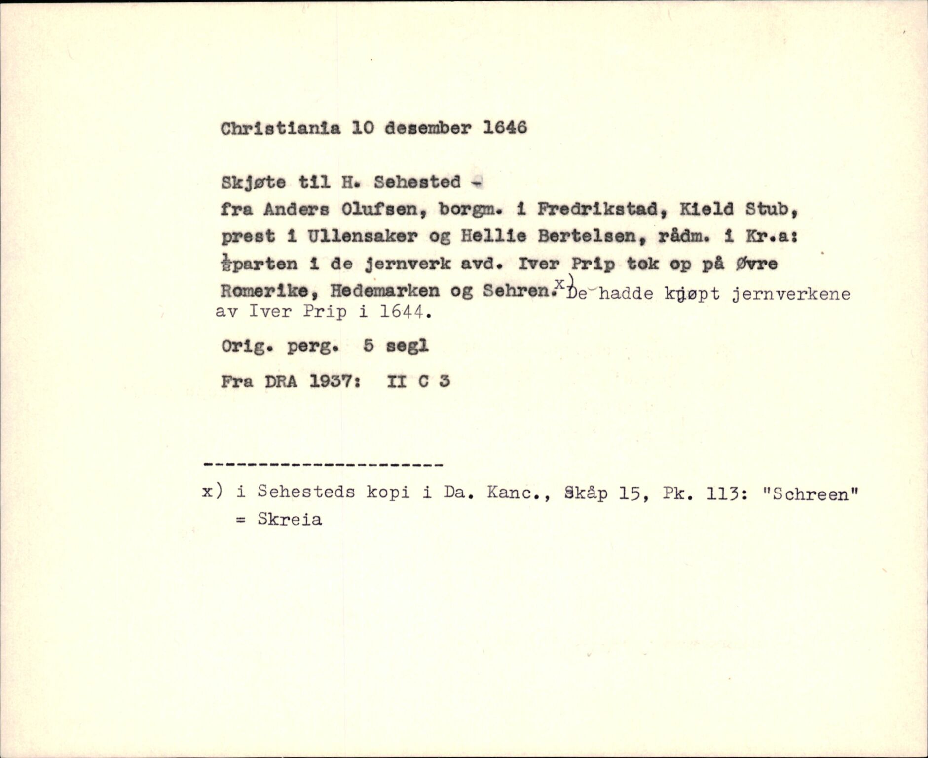 Riksarkivets diplomsamling, AV/RA-EA-5965/F35/F35f/L0002: Regestsedler: Diplomer fra DRA 1937 og 1996, p. 9