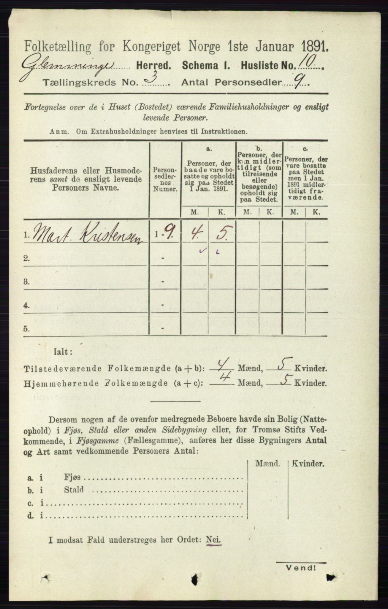 RA, 1891 census for 0132 Glemmen, 1891, p. 1800