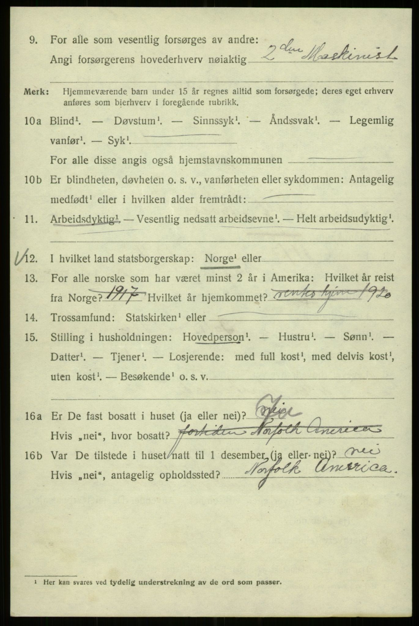 SAB, 1920 census for Bergen, 1920, p. 138604