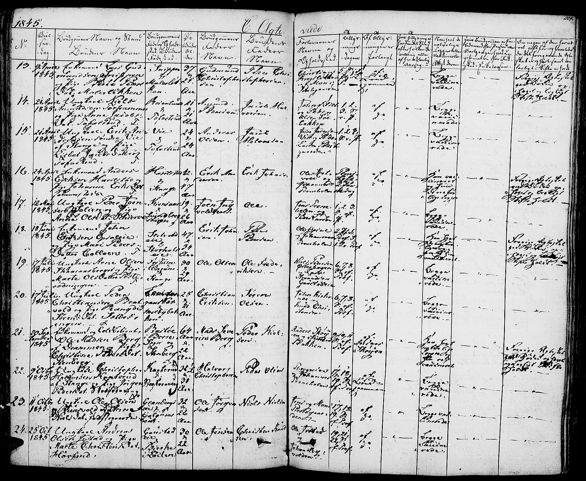 Romedal prestekontor, AV/SAH-PREST-004/K/L0003: Parish register (official) no. 3, 1829-1846, p. 224