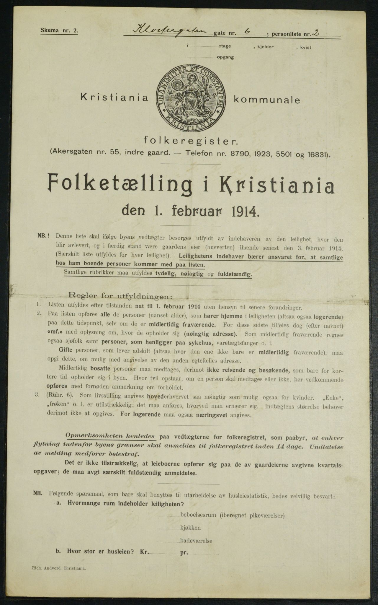 OBA, Municipal Census 1914 for Kristiania, 1914, p. 52101