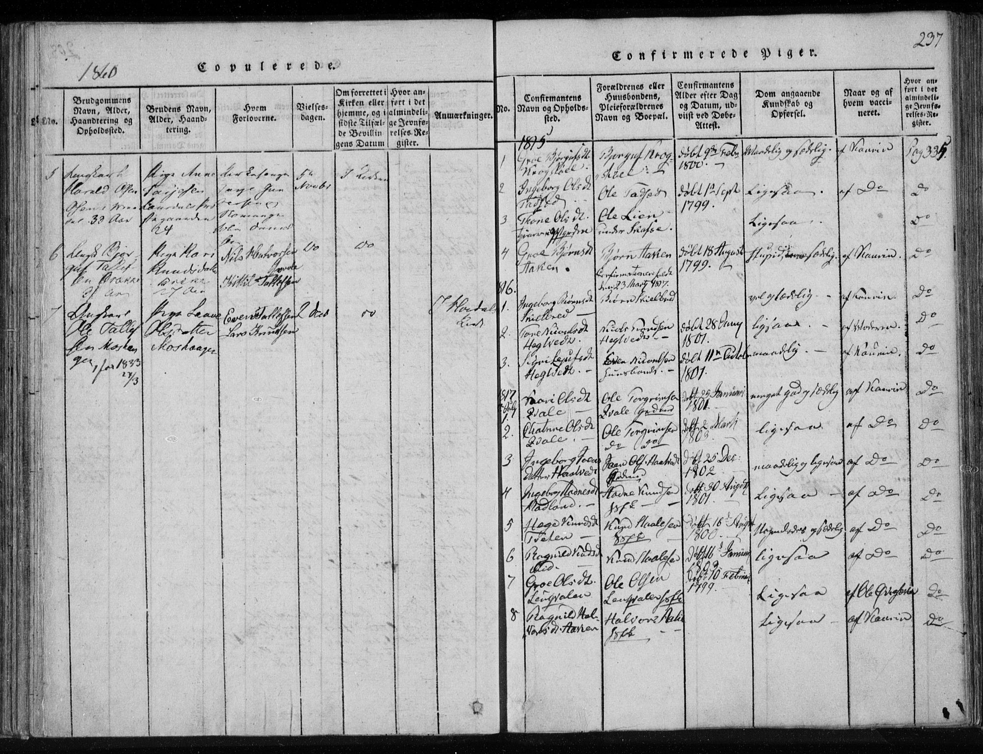 Lårdal kirkebøker, SAKO/A-284/F/Fa/L0005: Parish register (official) no. I 5, 1815-1860, p. 237