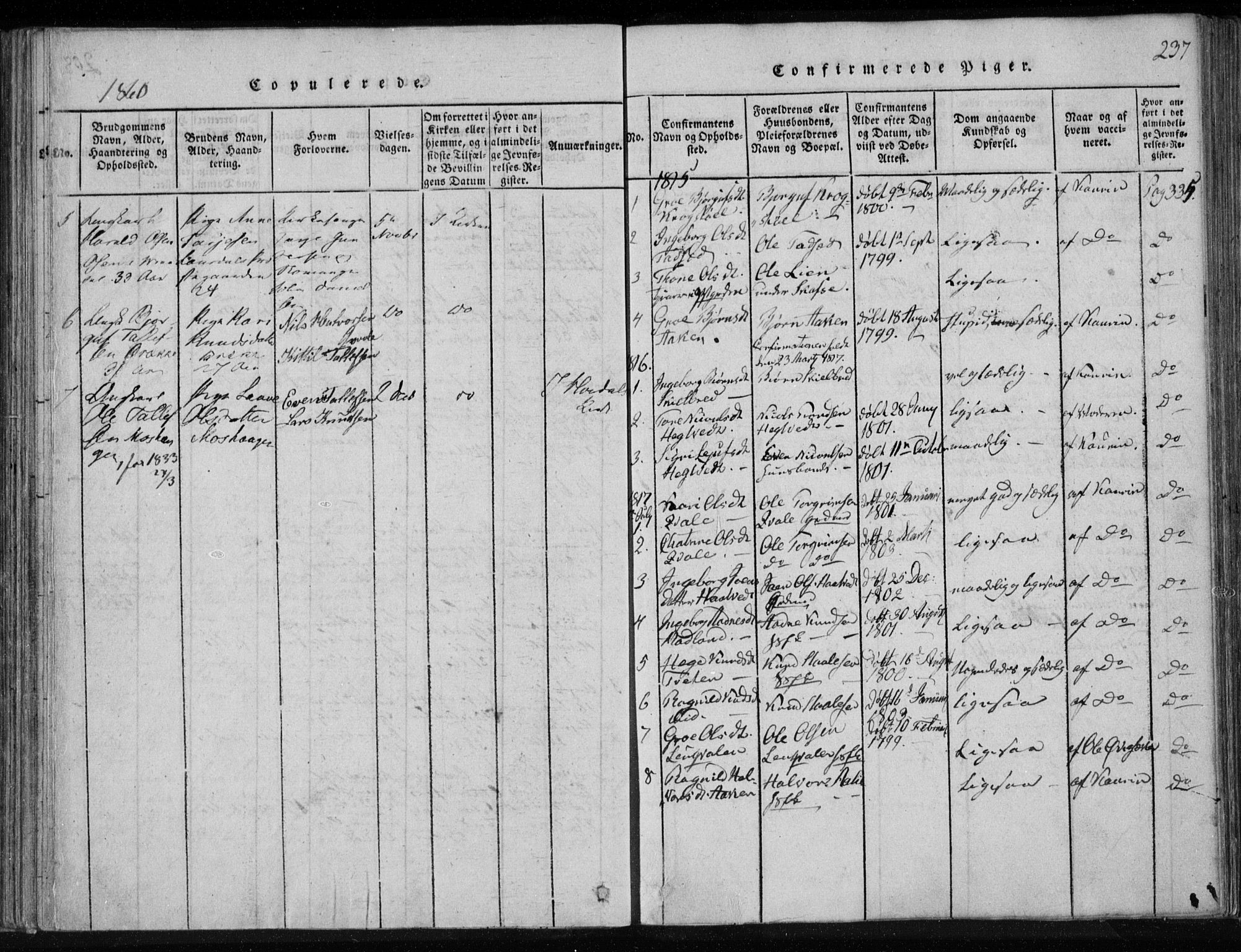 Lårdal kirkebøker, AV/SAKO-A-284/F/Fa/L0005: Parish register (official) no. I 5, 1815-1860, p. 237