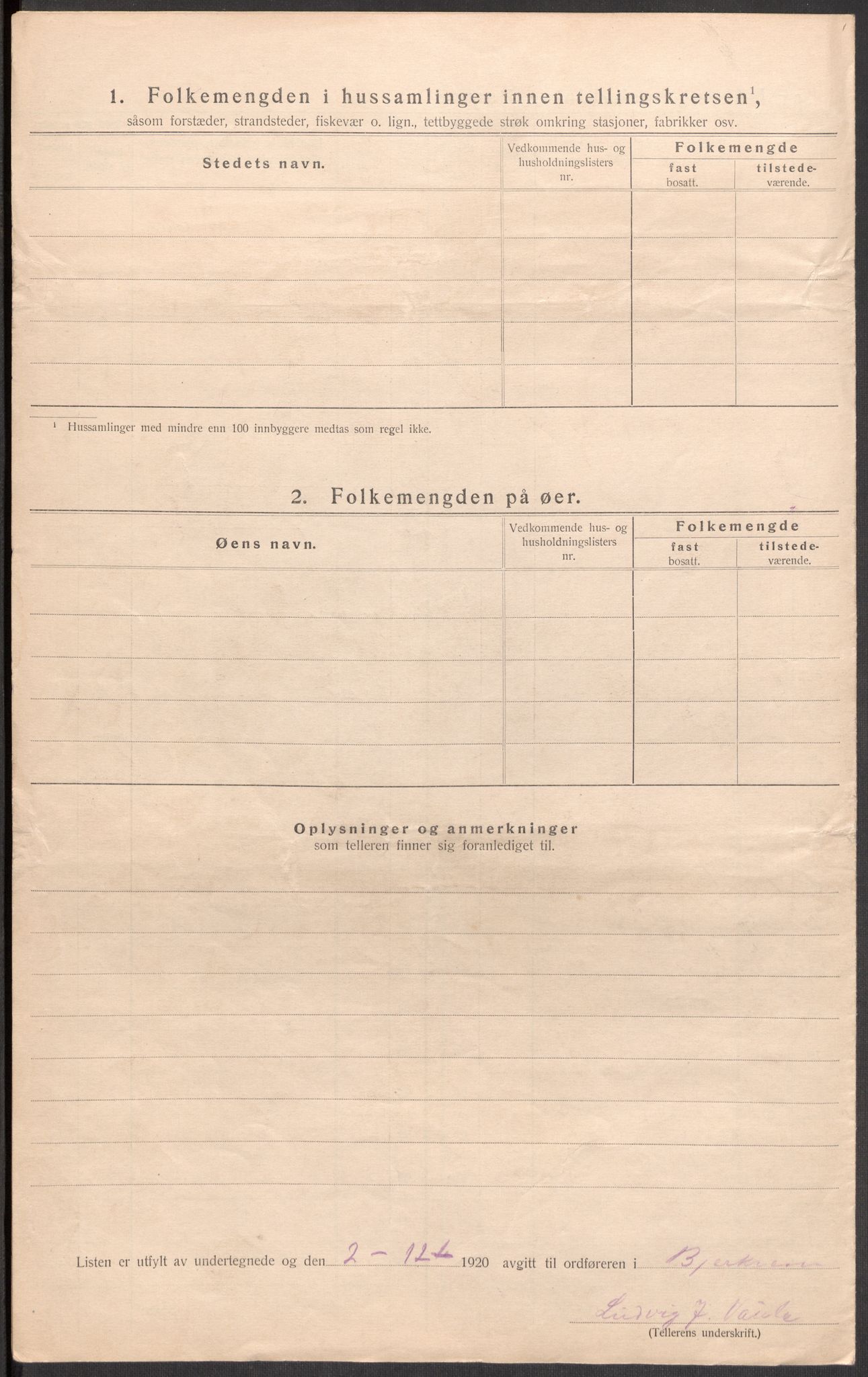 SAST, 1920 census for Bjerkreim, 1920, p. 36