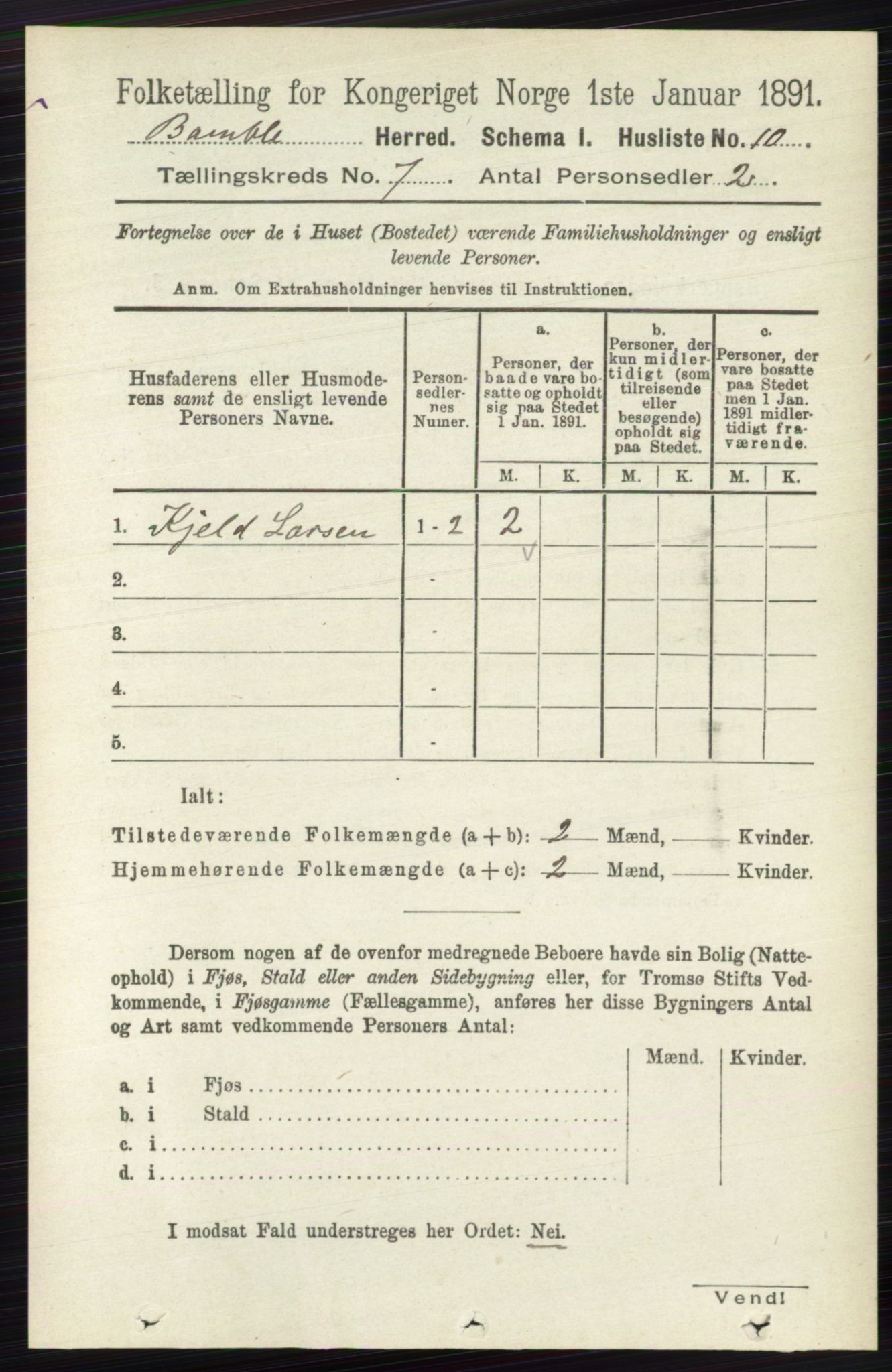 RA, 1891 census for 0814 Bamble, 1891, p. 2903