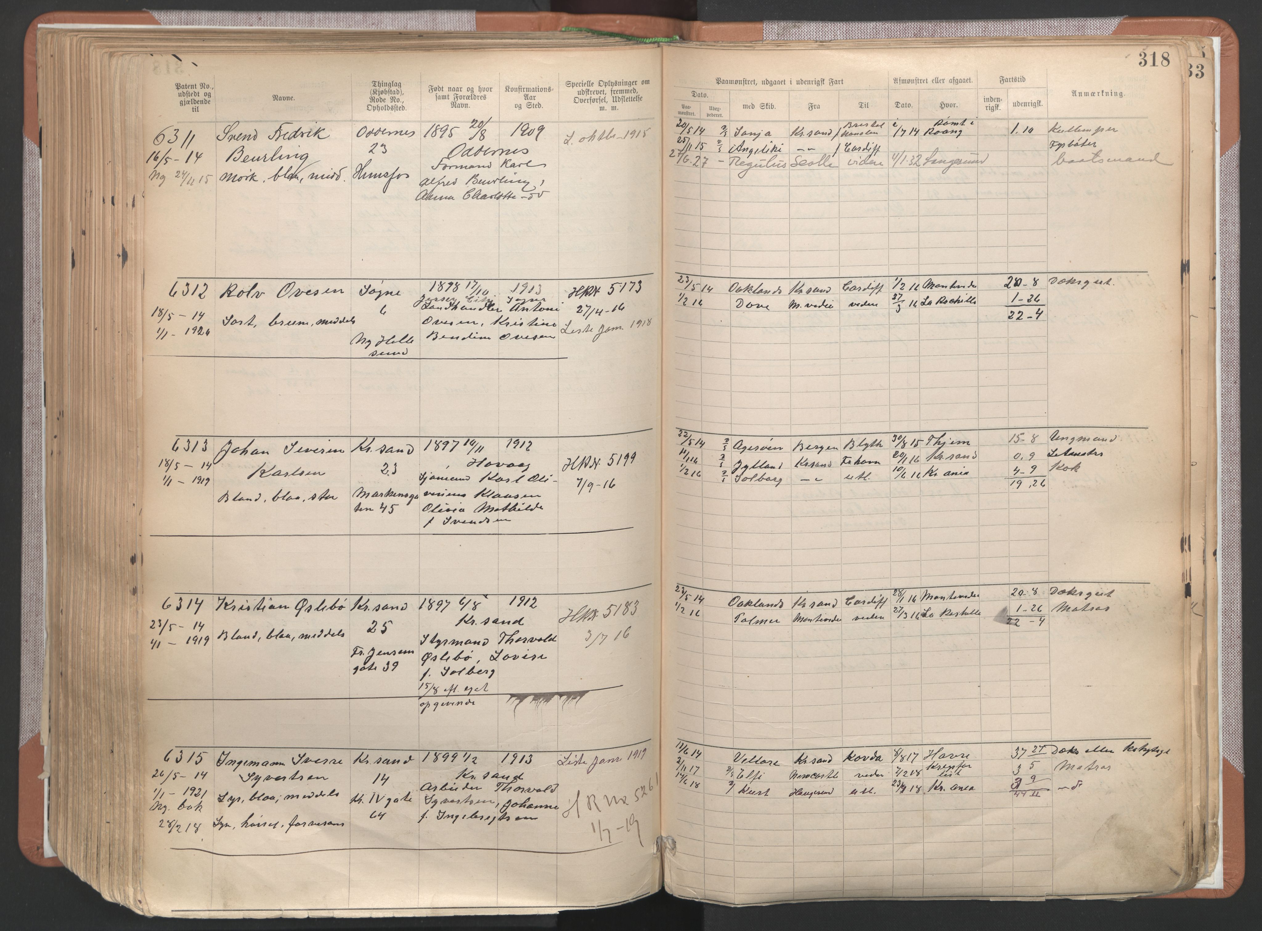 Kristiansand mønstringskrets, AV/SAK-2031-0015/F/Fa/L0007: Annotasjonsrulle nr 3831-6645, I-5, 1898-1920, p. 407