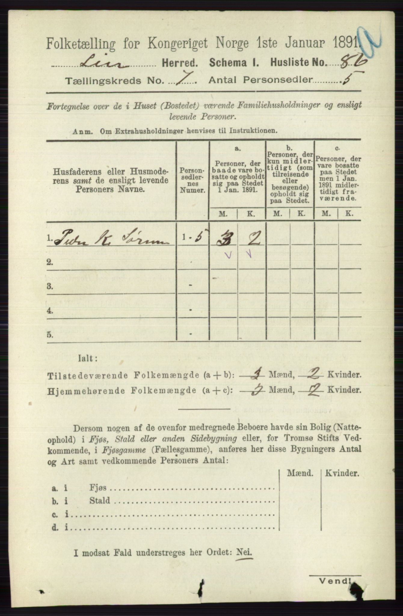 RA, 1891 census for 0626 Lier, 1891, p. 4522